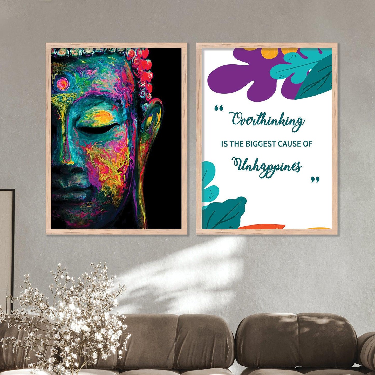 Buddha Wall Poster with Frame for Home Office and Living Room Wall Decor-Kotart