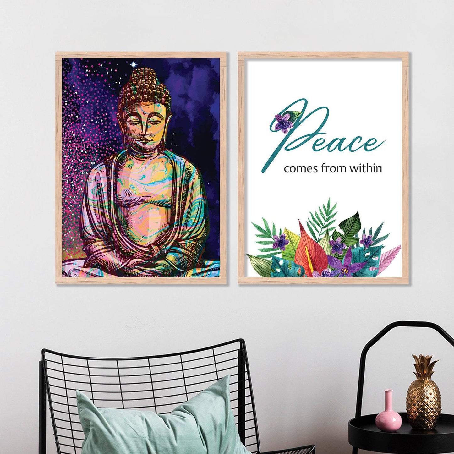 Buddha in Peace Wall Art with Frame for Wall Decor-Kotart