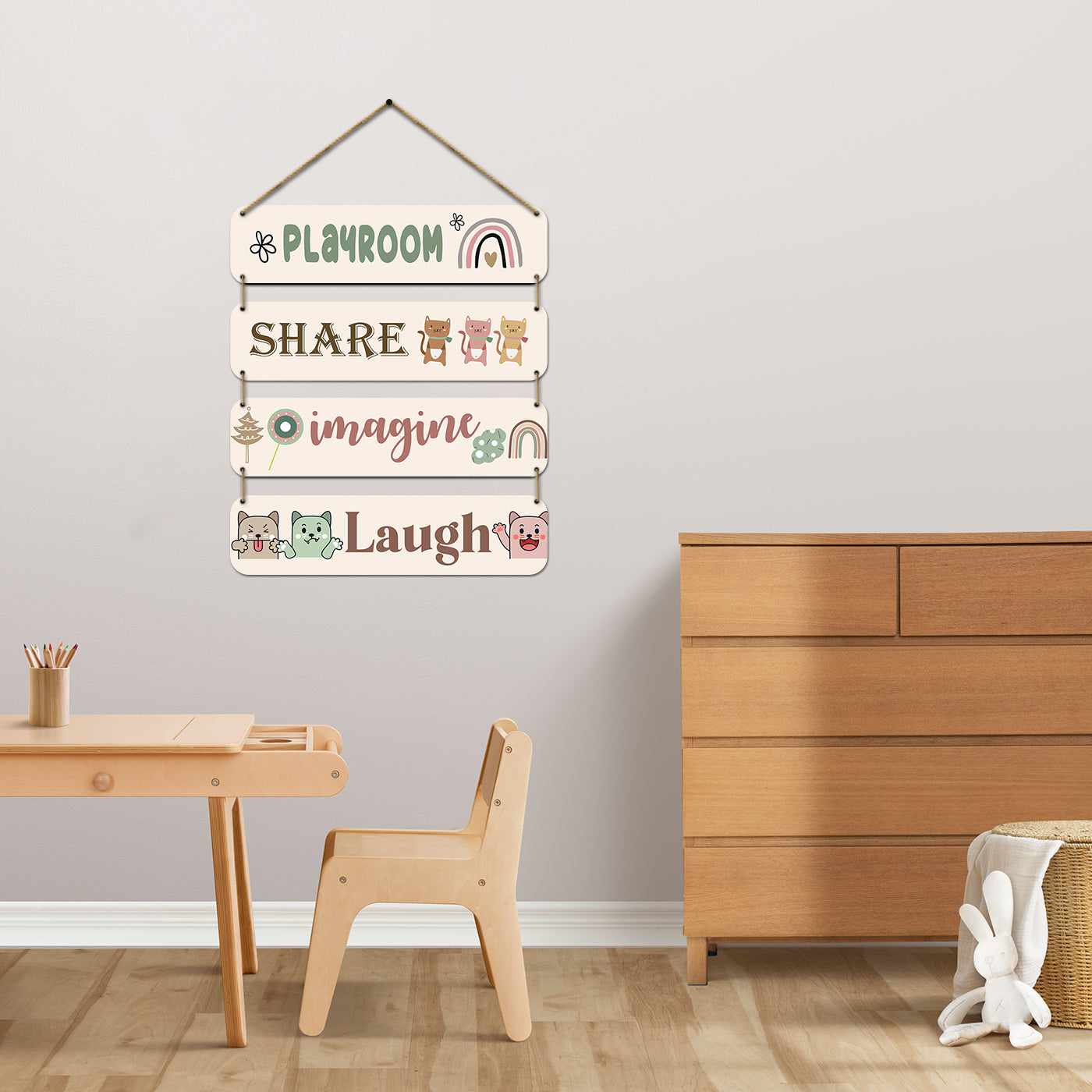 Colorful and Cheerful MDF Wood Wall Decor for Kids Room-Kotart