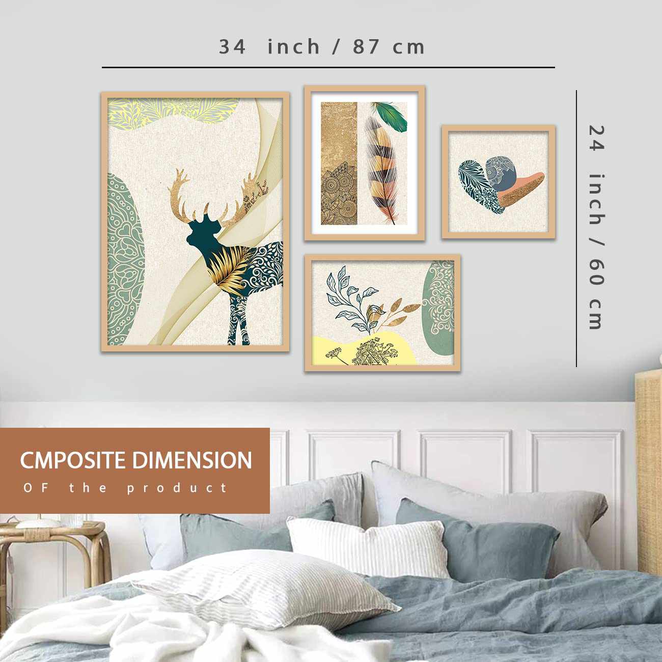 Contemporary Charm : Modern Art Prints with Frame , Set of 4-Kotart