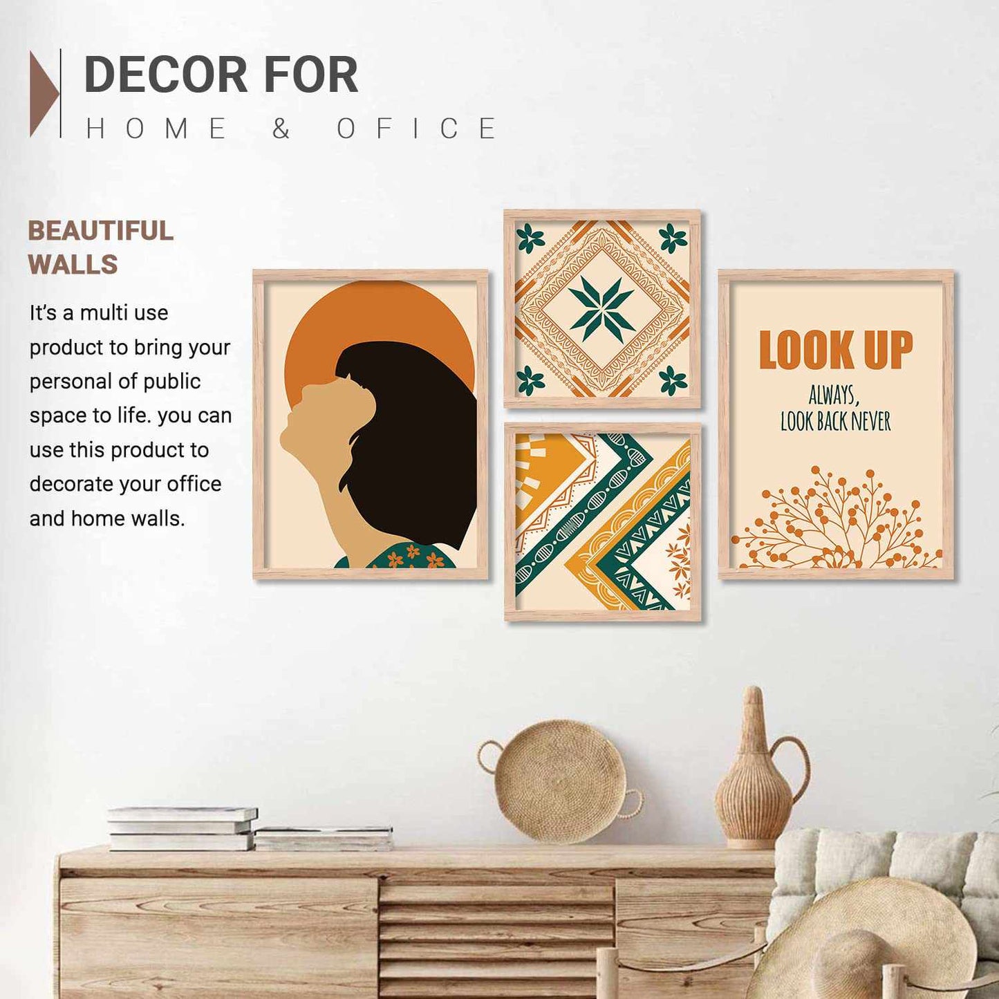 Contemporary Comfort : Framed Modern Art , Set of 4-Kotart