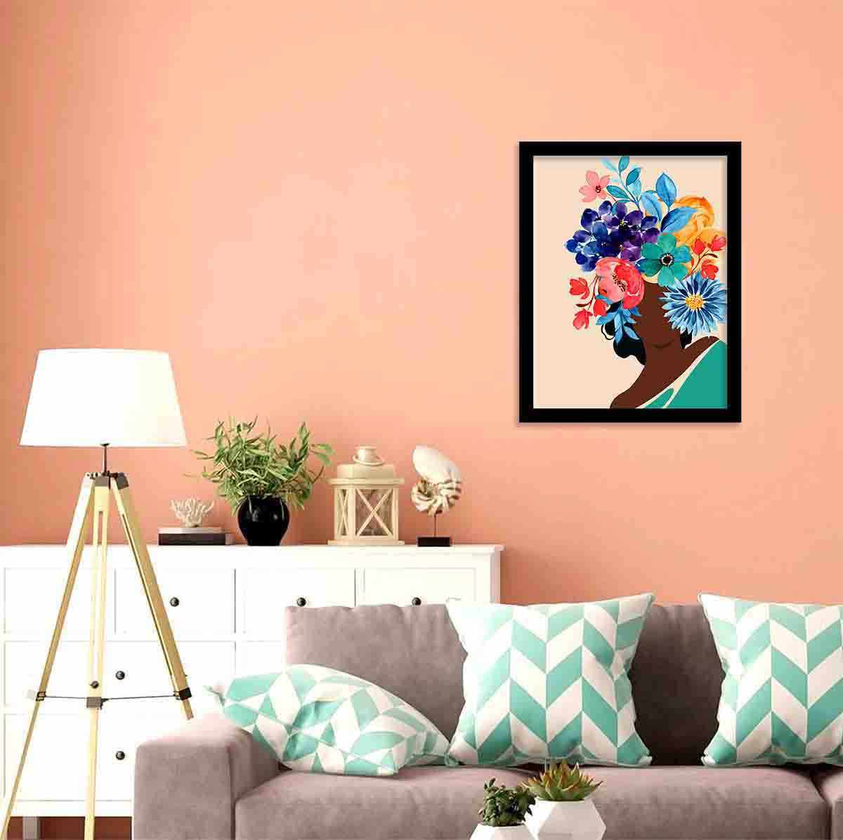 Contemporary Floral Woman Art Poster with Frame-Kotart