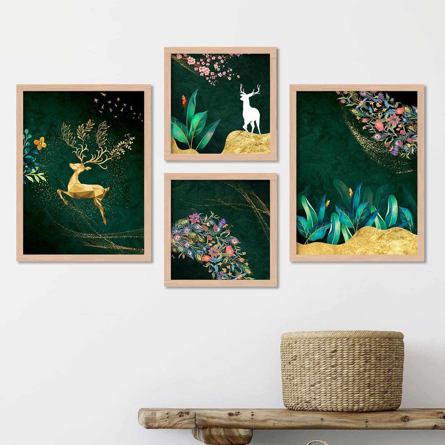Contemporary Golden Theme Art Posters with Frame for Home Decor-Kotart