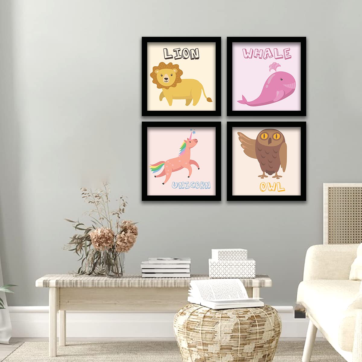 Educational Frames for Kids Room Wall Decor - Set of 4-Kotart