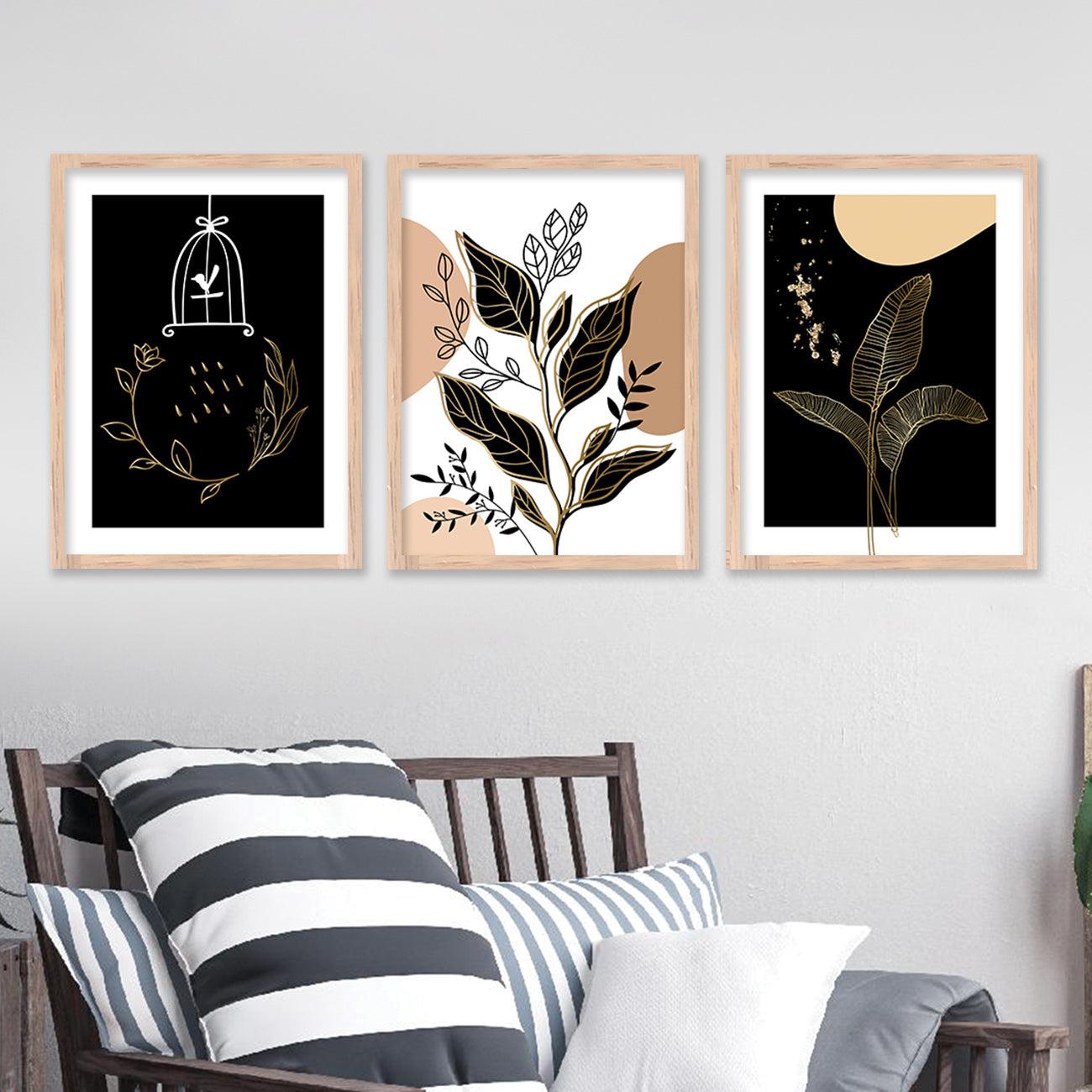 Elegant Classic Black Leaf Wall Art - A touch of sophistication for your home or office-Kotart