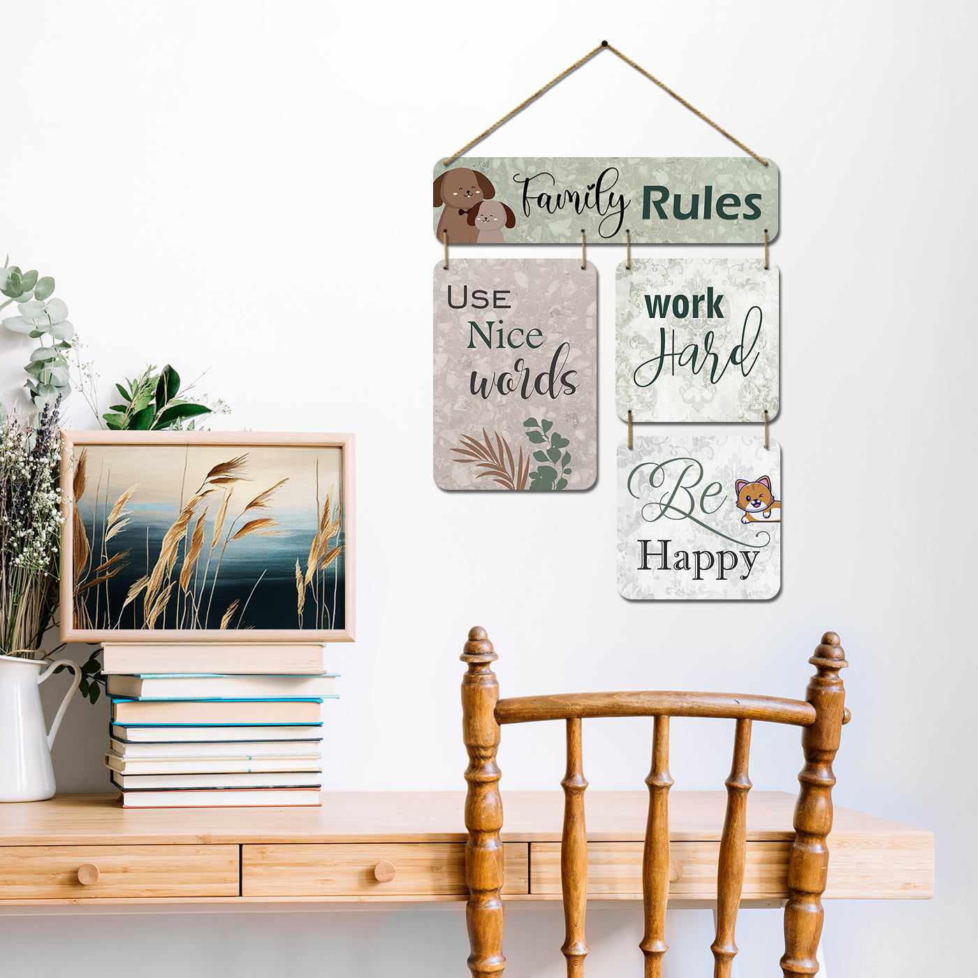 Family Rules MDF Wood Wall Hangings Decor for a Personalized Touch-Kotart