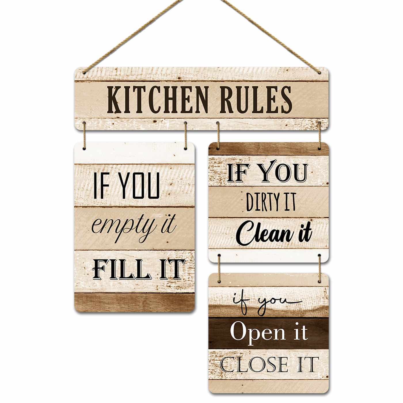 Kitchen Rules Sign - Farmhouse Kitchen Wall Decor