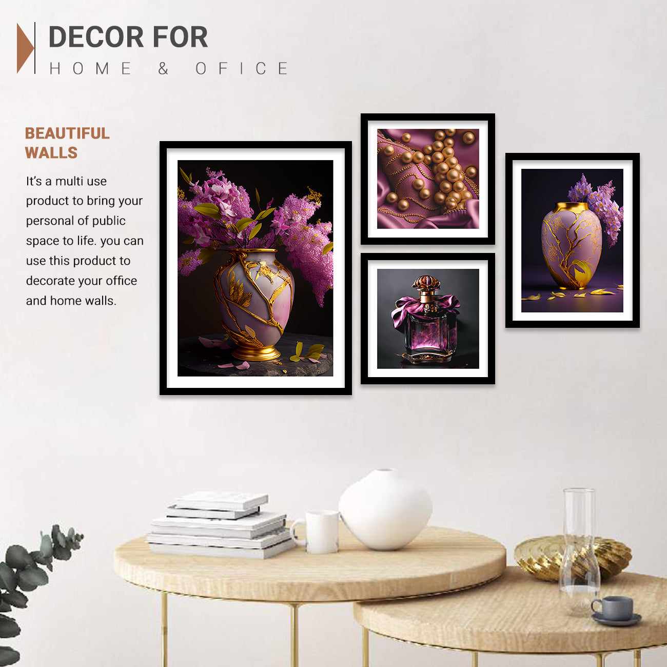 Floral Framed Posters for Wall Decor - Gallery Wall Art Set with Frame-Kotart