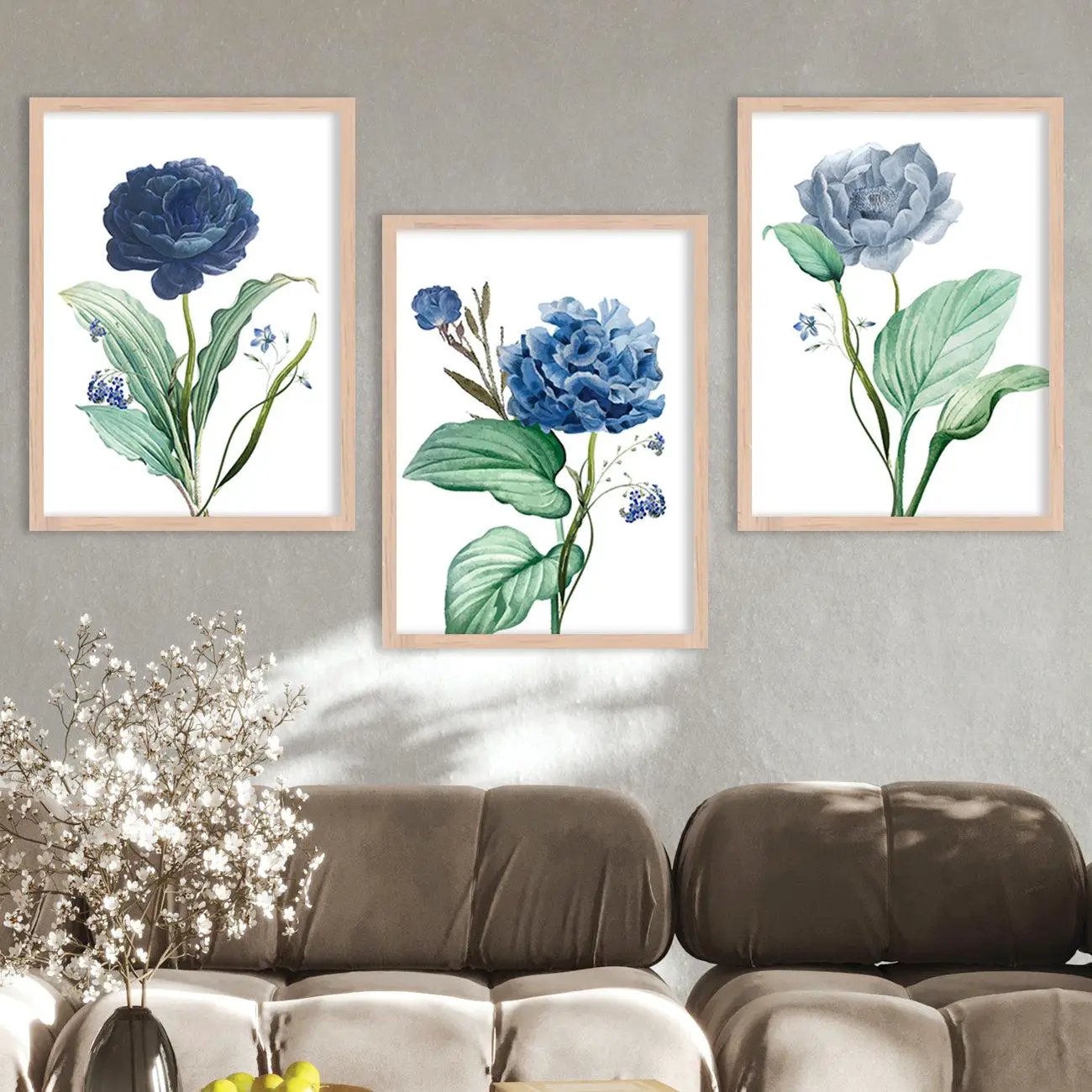 Floral Freedom - Floral Theme Abstract Art Prints for Bedroom Decor : Blue Asthetic-Kotart