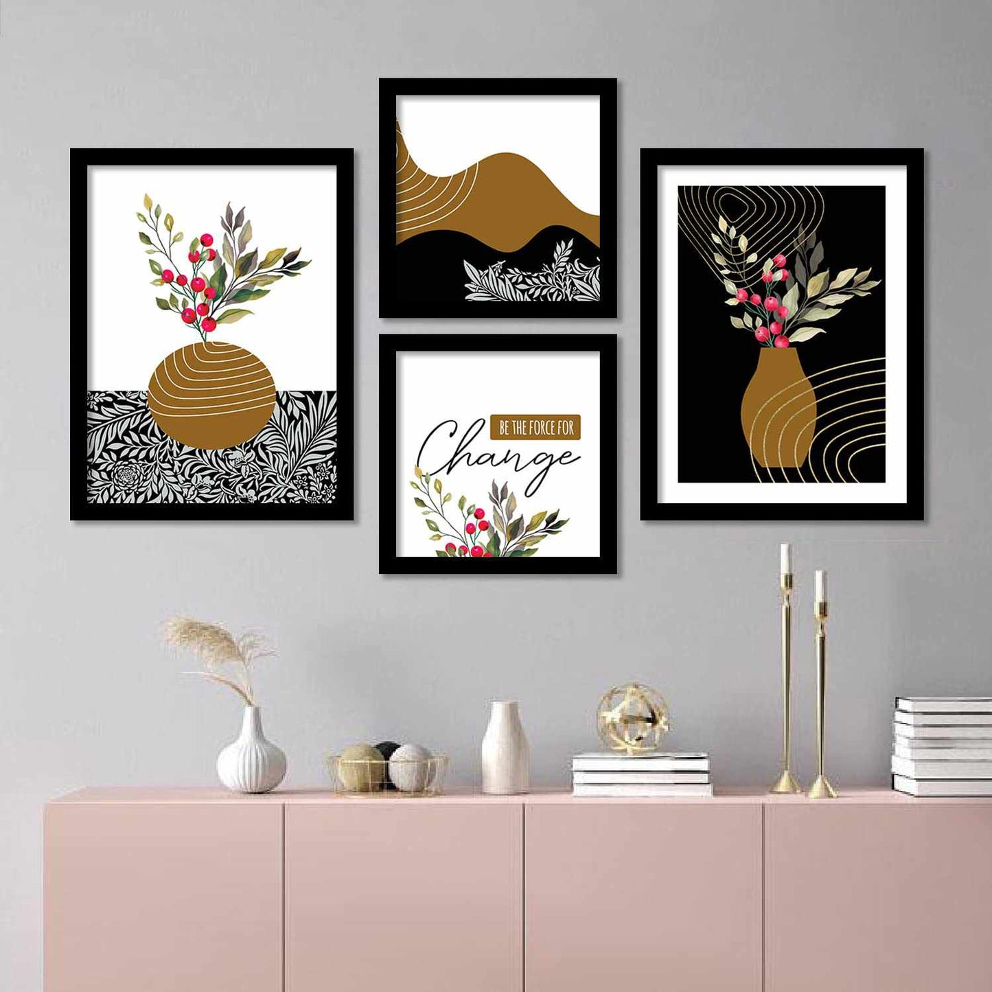 Flower Theme Wall Art Set with Frame-Kotart