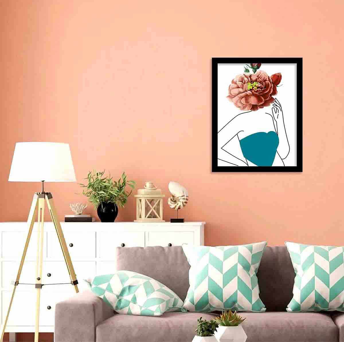Flower Theme Wall Decor with Frame for Living Room-Kotart