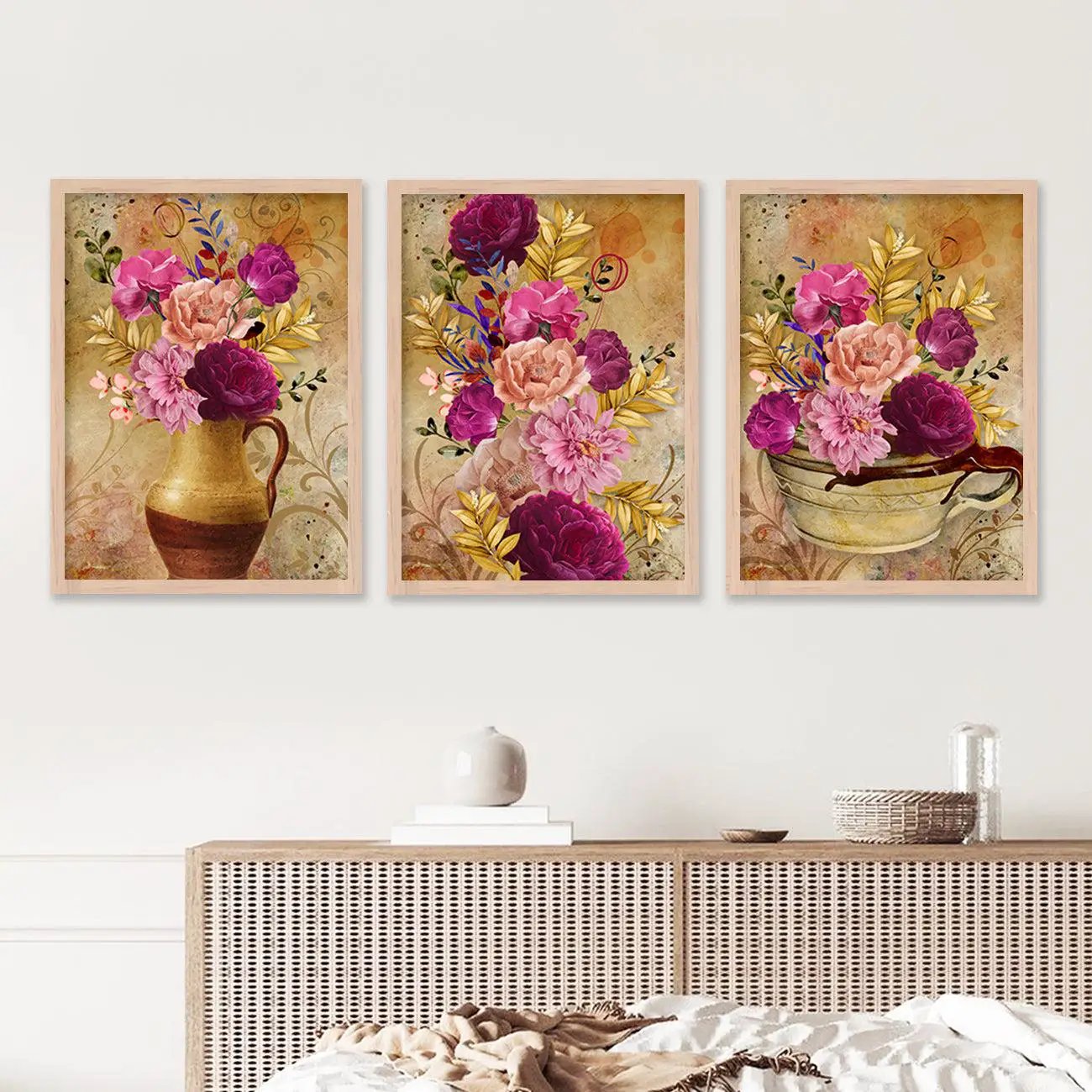 Framed Floral Fever - Contemporary Floral Theme Framed Wall Art-Kotart