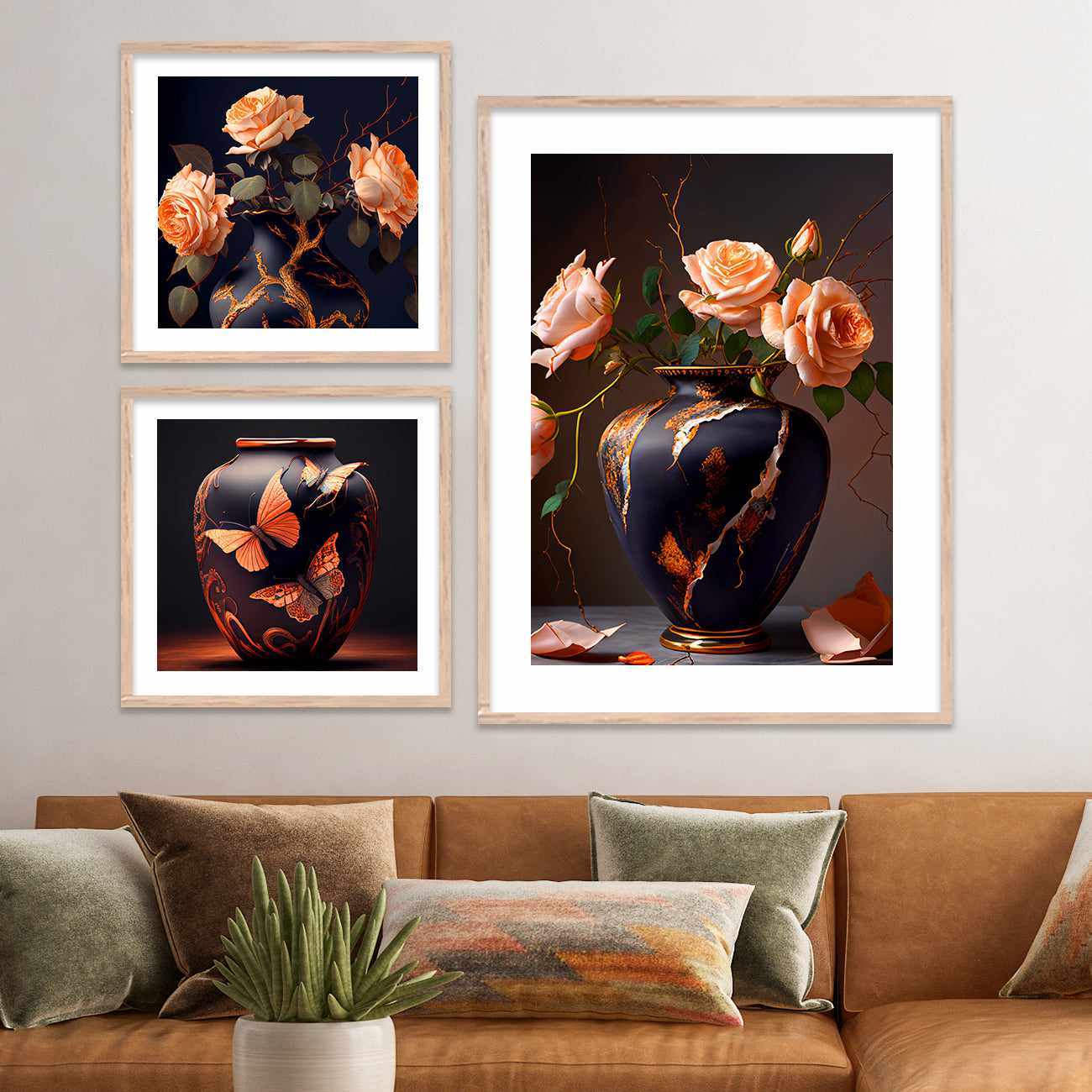 Framed Modern Abstract Floral Prints for Gallery Wall Display - Floral Paintings with Frame-Kotart