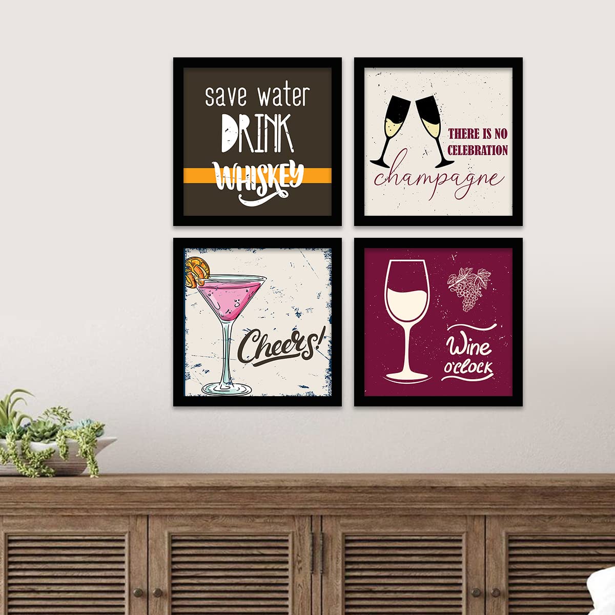 Framed Wall Posters Combo for Bar Kitchen Restaurant Wall Decor-Kotart