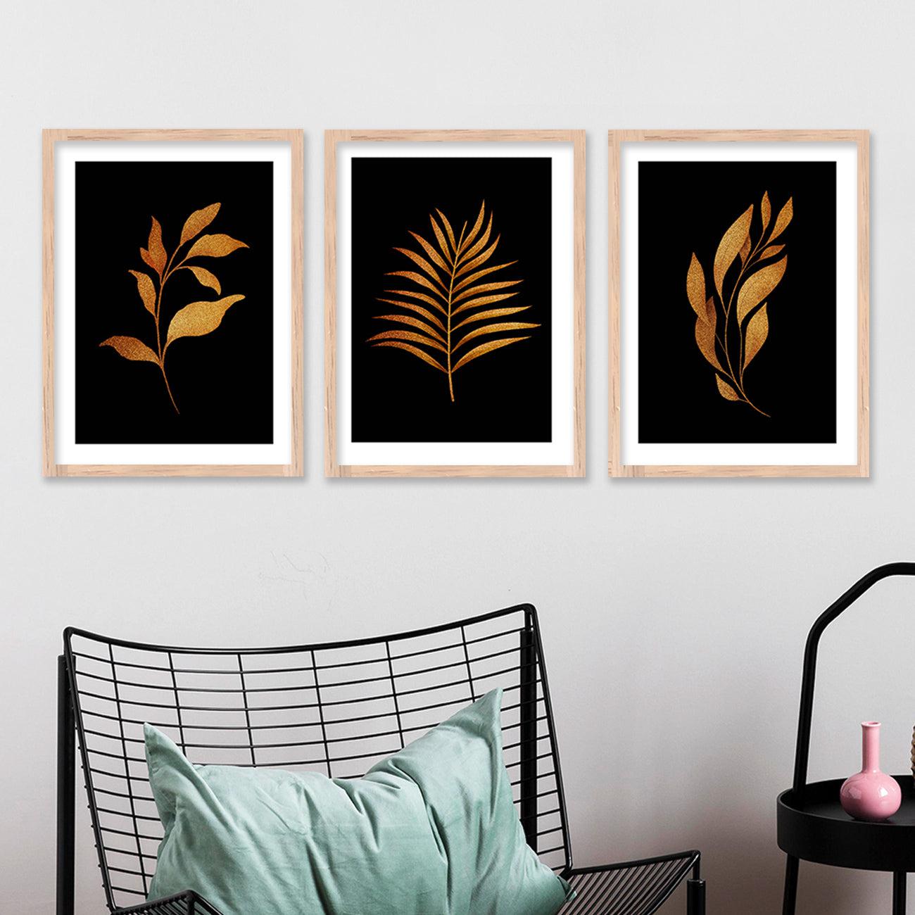 Golden Leaf Wall Posters with Frame-Kotart