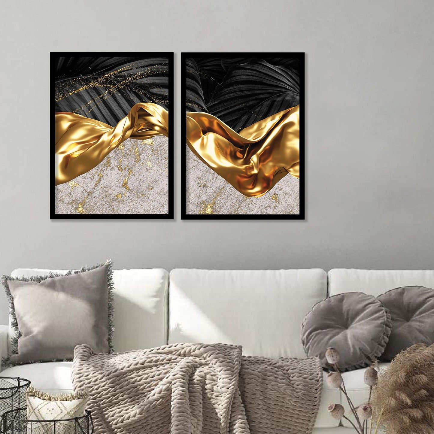 Golden Modern Wall Art Combos - Contemporary Art with a Touch of Luxury-Kotart