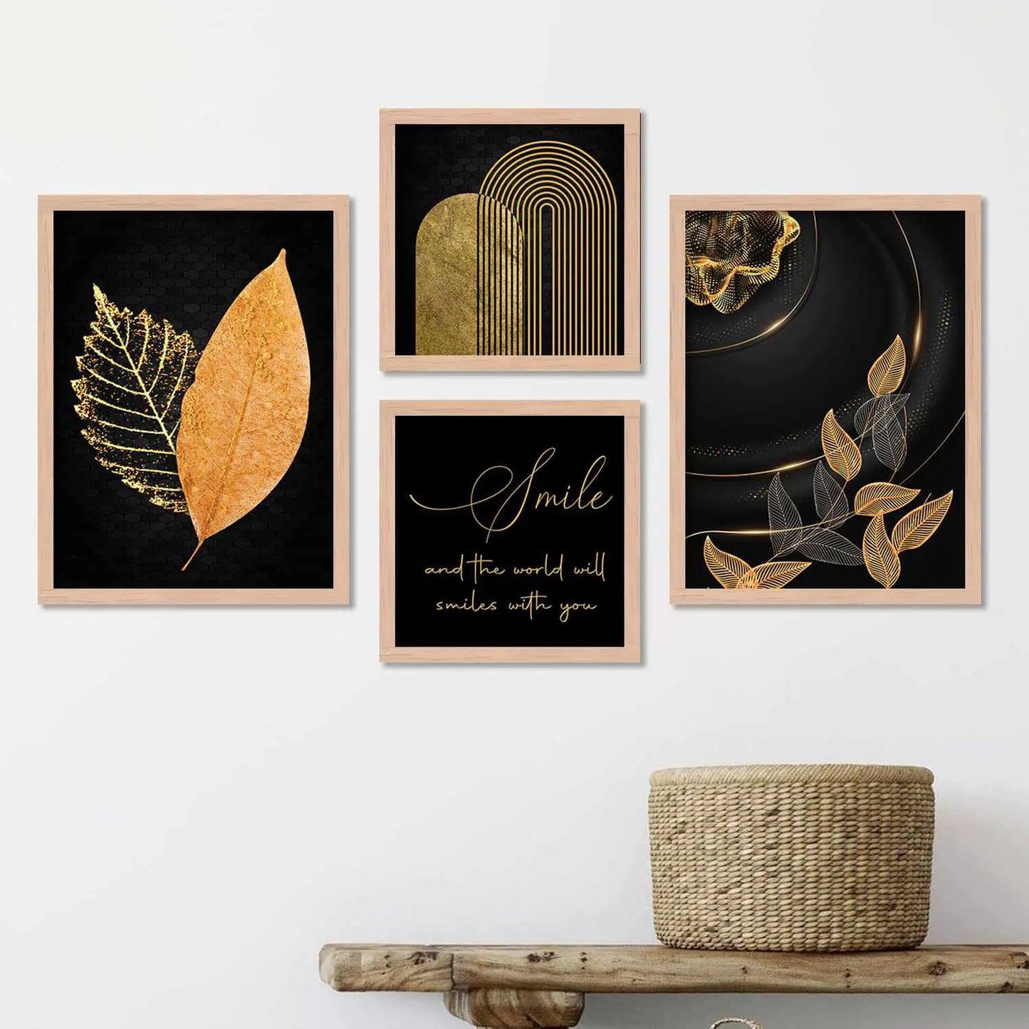 Golden Theme Modern Art Prints with Frame Wall Decor-Kotart