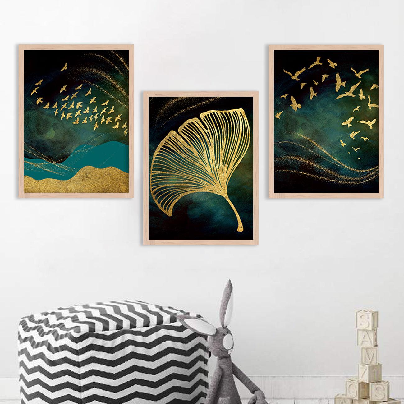 Golden Wall Art Combos - Contemporary Art with a Touch of Luxury-Kotart