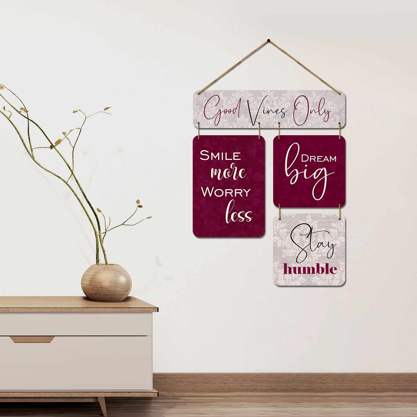 Good Vibes Only MDF Wood Wall Hanging for Living Room Bedroom Entryway Wall Decor-Kotart