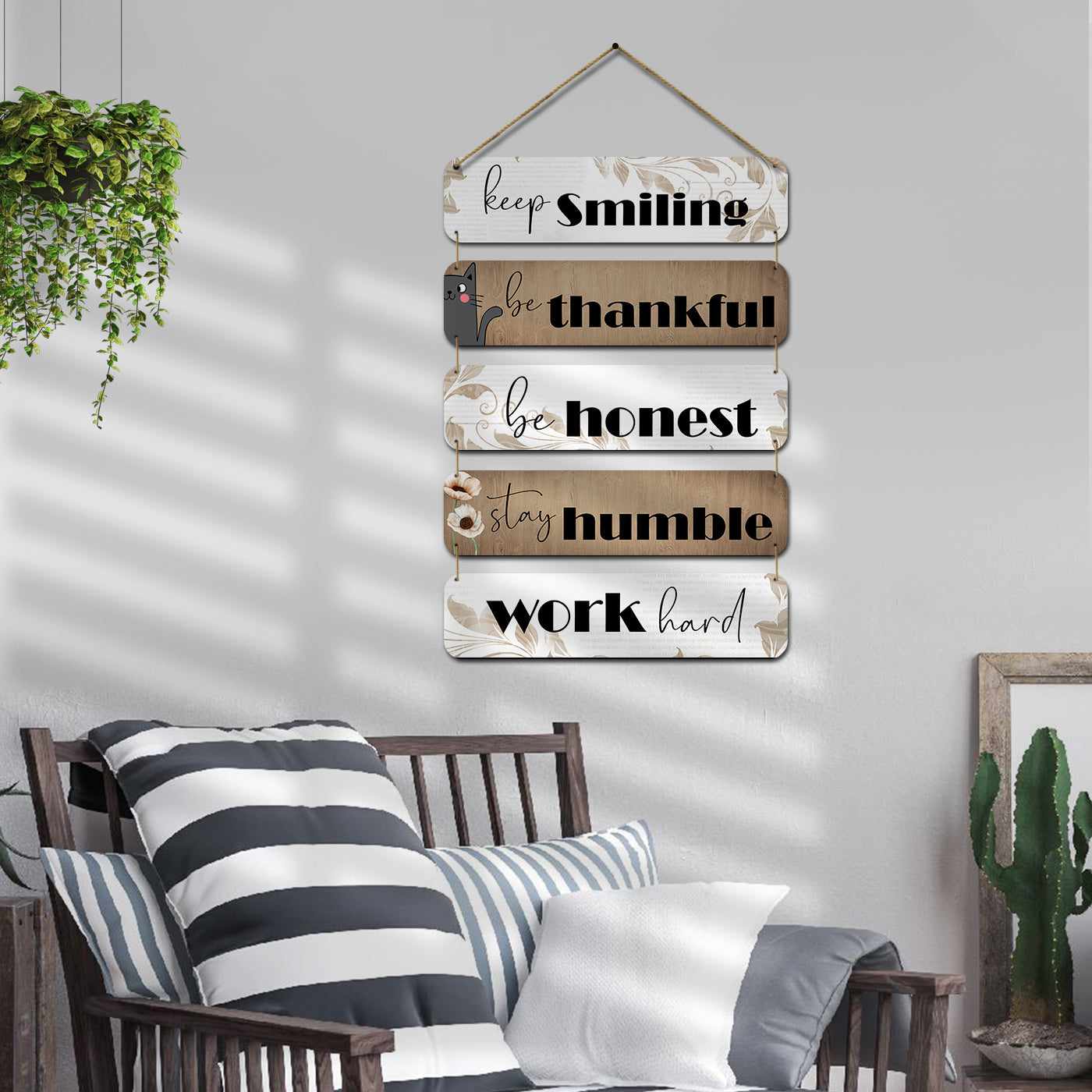 Keep Smiling Motivational Quotes MDF Wood Wall Hanging for a Motivating and Encouraging Home Decor-Kotart