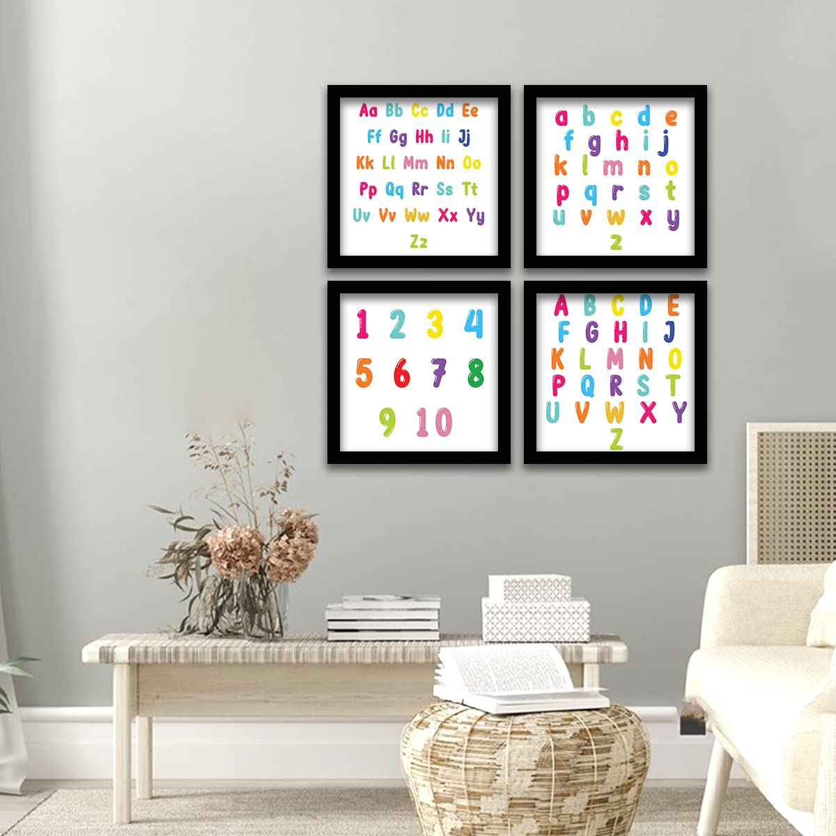 Kids Rooms Wall Decor Posters with Frame - Set of 4-Kotart