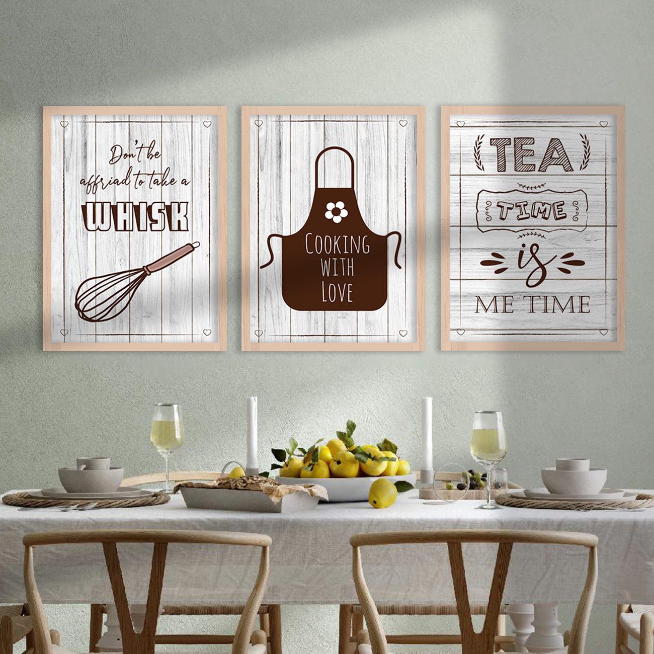 Kitchen Quotes Framed Wall Posters with Frame for Restaurant Bar Wall Decor - Wall Frames Set of Kitchen-Kotart