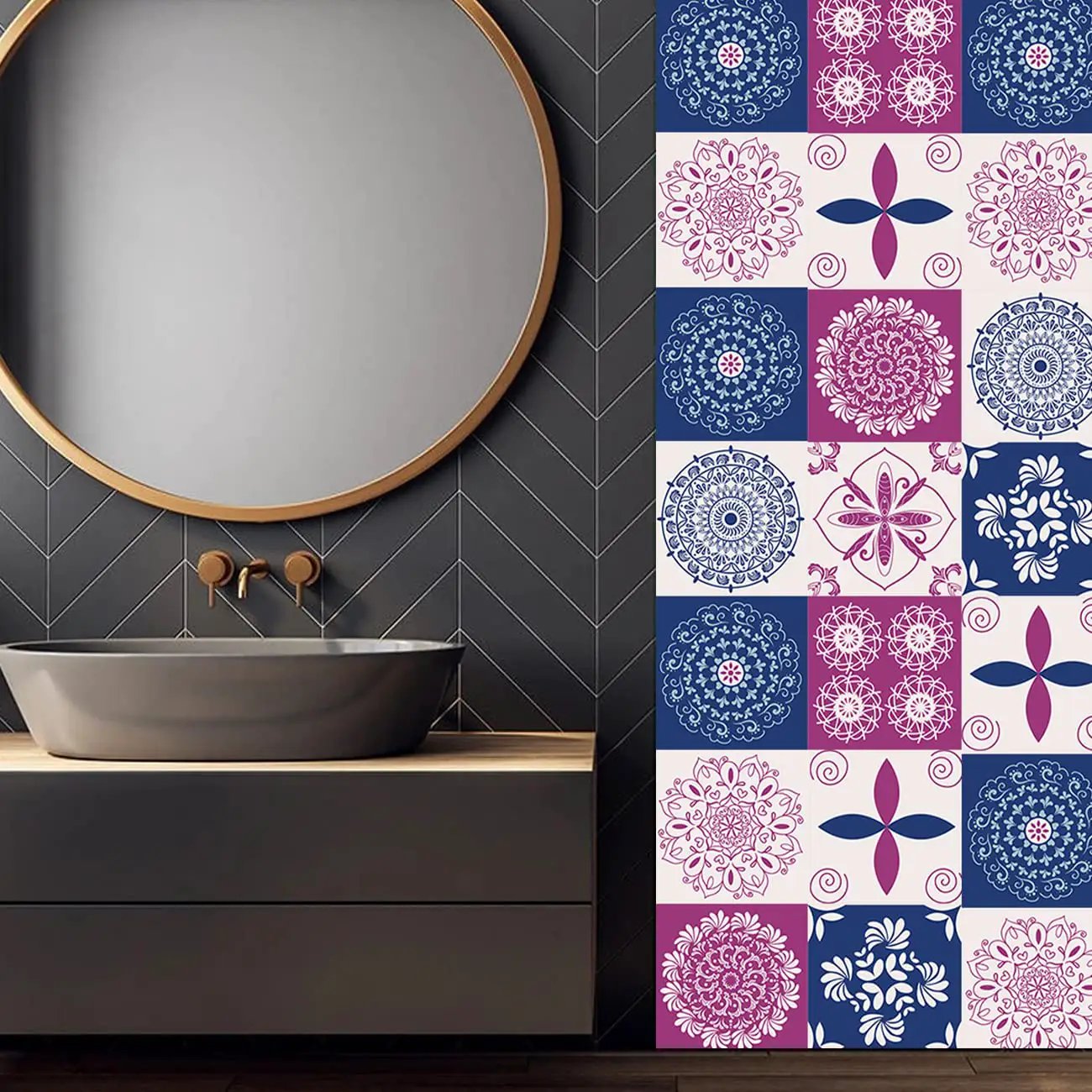 Kotart – Decorative Wall Tile Stickers for Kitchen Bathroom Stairs – Self Adhesive Printed Vinyl Tile Sticker ( 6 x 6 inch, Pack of 30 )-Kotart