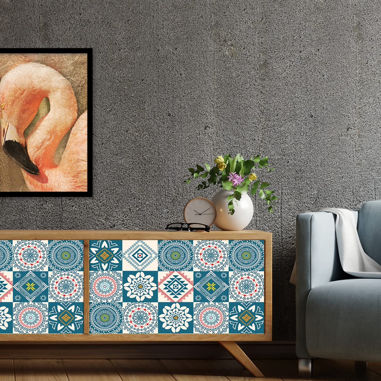 Kotart – Graphic Printed Decorative Wall Tile Stickers for Kitchen Bathroom Stairs – Self Adhesive Vinyl Tile Sticker ( 6 x 6 inch, Pack of 30 )-Kotart