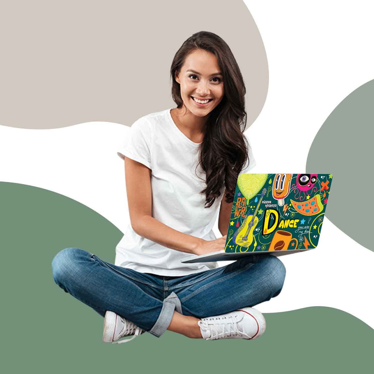 Kotart HD Printed Doodle Art Vinyl Laptop Skin / Skins for HP Dell Acer Asus Lenovo LG Apple and All Laptops Upto 15.6 Inch - Self Adhesive Laptop Stickers / Decals-Kotart