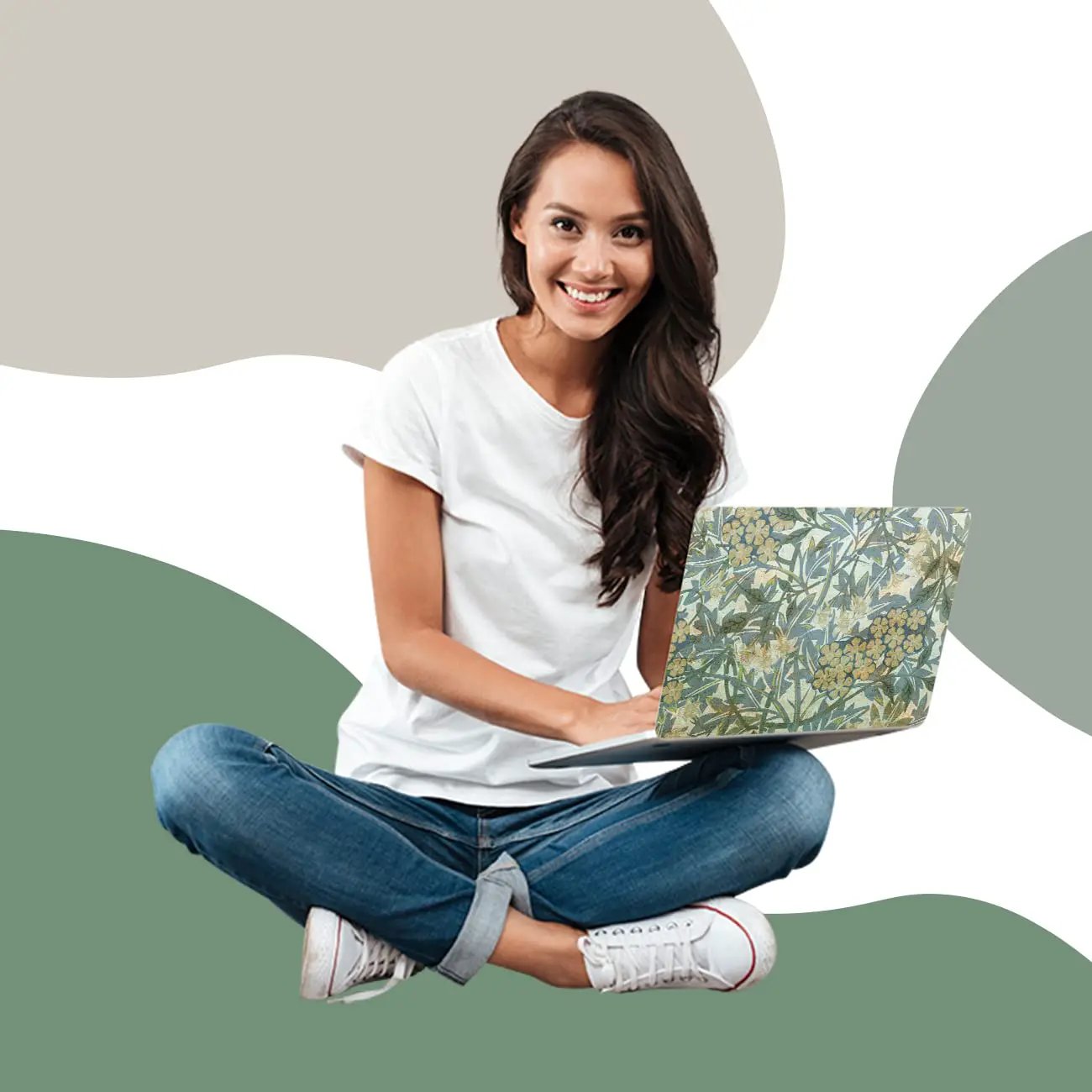 Kotart Nature Inspired Leaf Printed Laptop Decals for All Laptops Upto 15.6 inch - Self Adhesive Vinyl Laptop Skins / Stickers for HP Apple Acer Asus Dell LG and All Laptops-Kotart