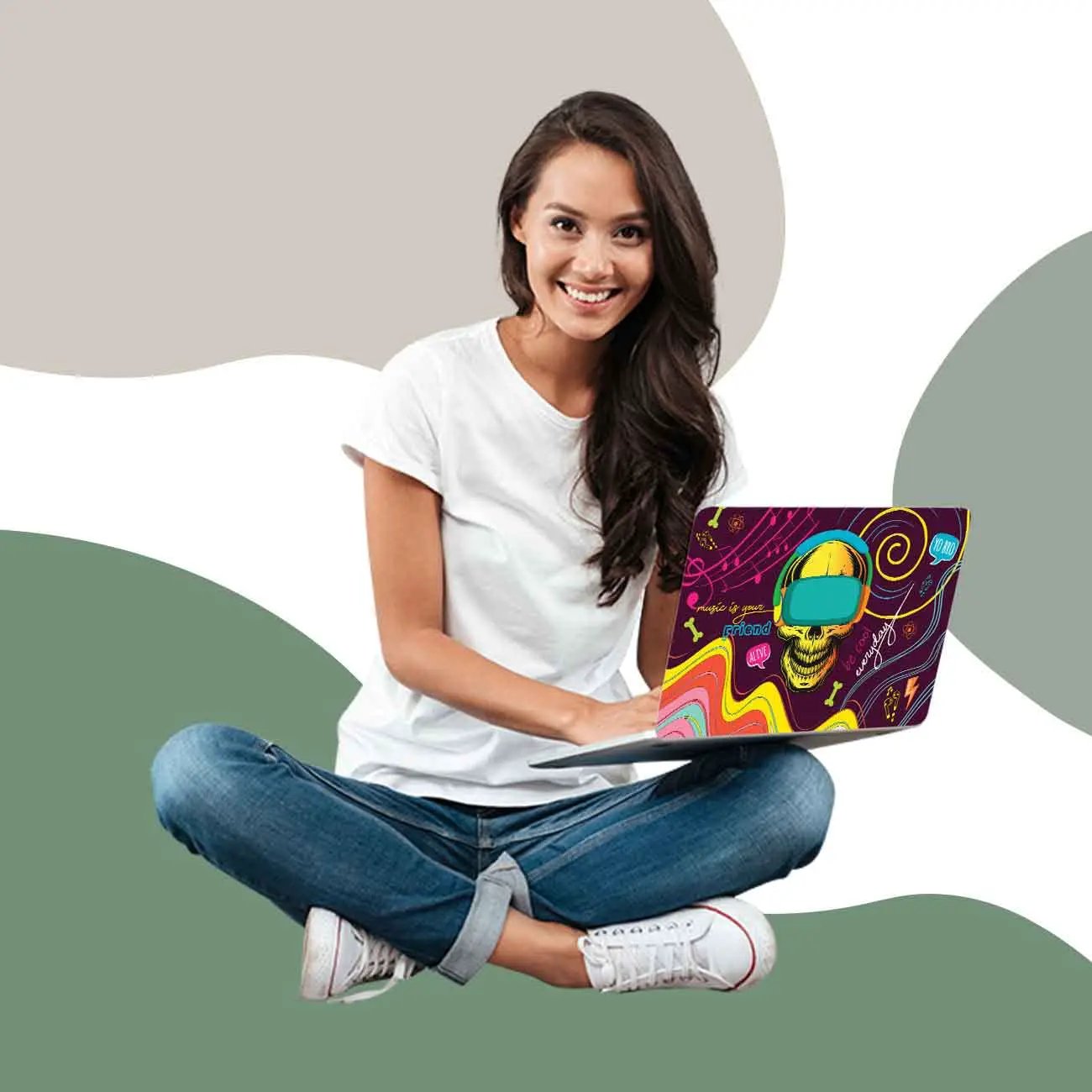 Kotart Psychedelic Art HD Printed Vinyl Laptop Skin for HP Dell Acer Asus Lenovo LG Apple and All Laptops Upto 15.6 Inch - Doodle Art Self Adhesive Laptop Stickers / Decals for-Kotart