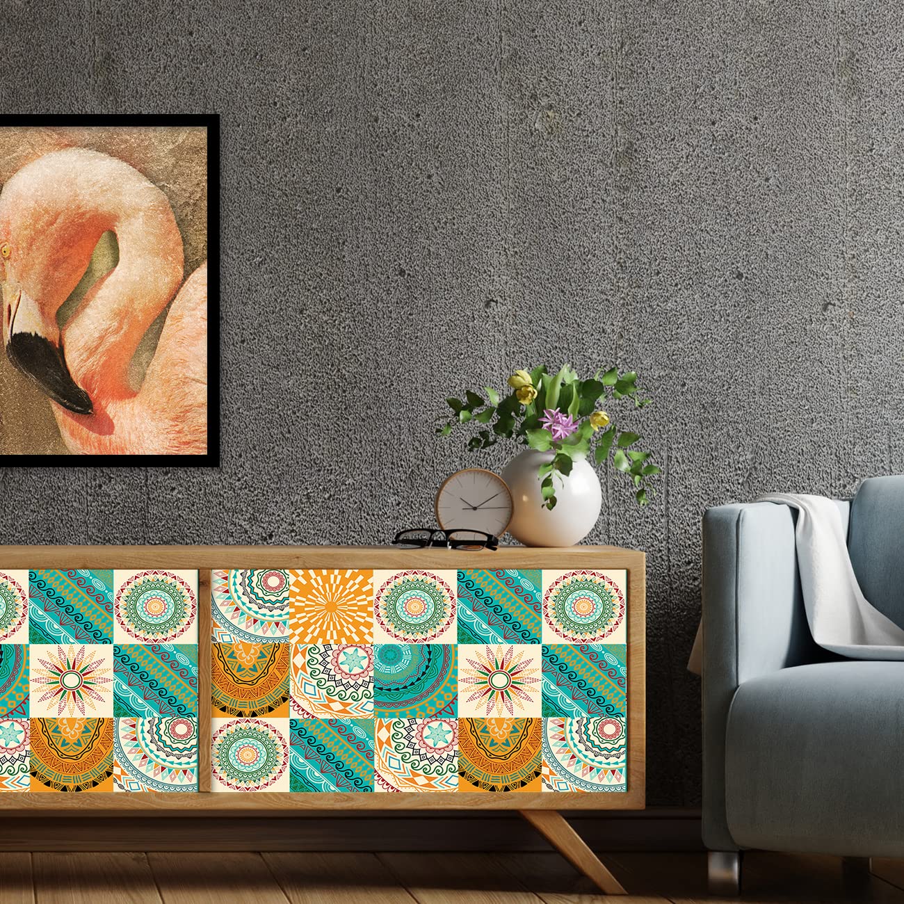 Kotart – Self Adhesive Decorative Wall Tile Stickers for Kitchen Bathroom Stairs – Printed Vinyl Tile Sticker ( 6 x 6 inch, Pack of 30 )-Kotart