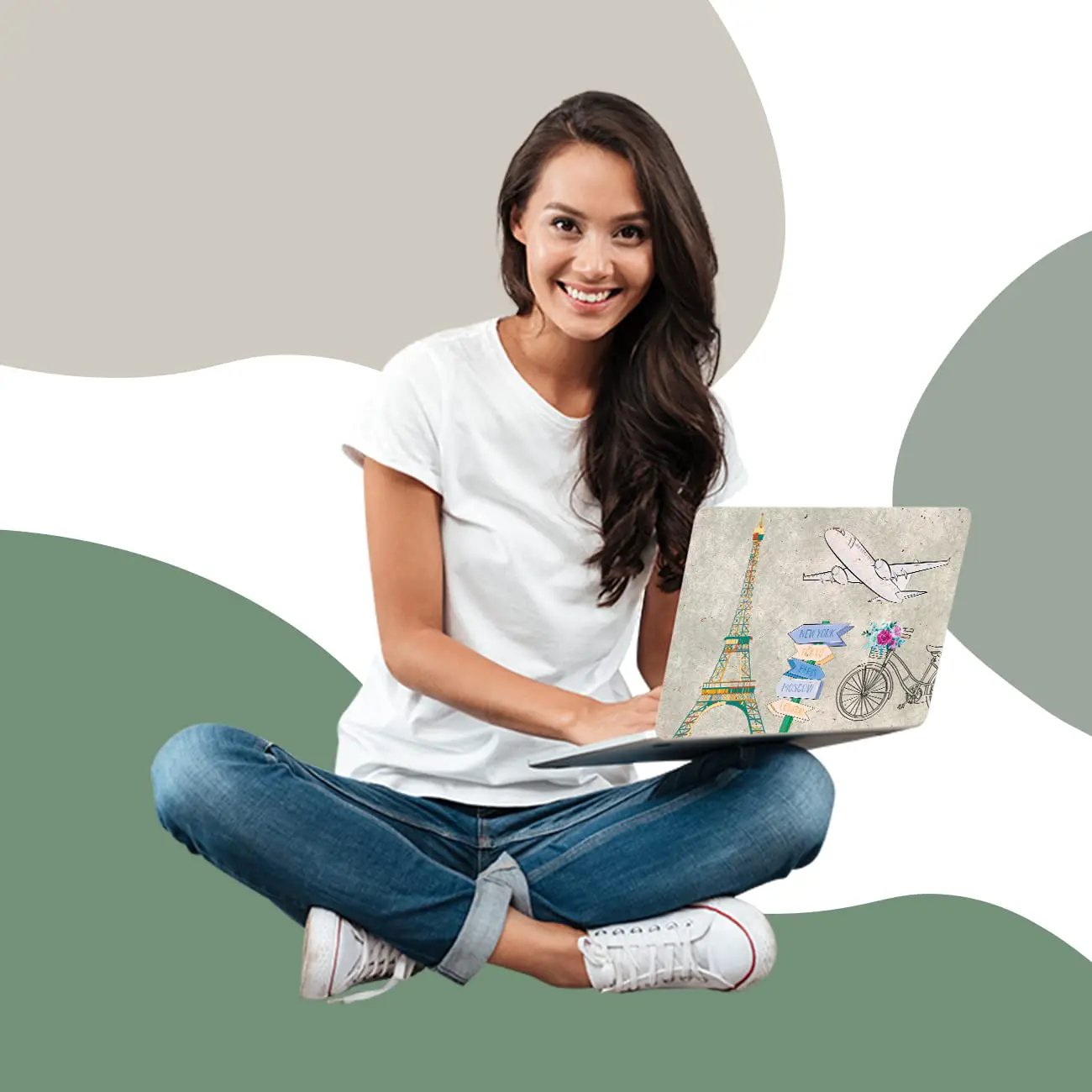 Kotart Self Adhesive Travel Theme Vinyl Laptop Decals / Skins for All Laptops Upto 15.6 inch - Graphic Printed Laptop Skins / Sticker for HP Apple Acer Asus Dell LG Lenovo and All Laptops-Kotart