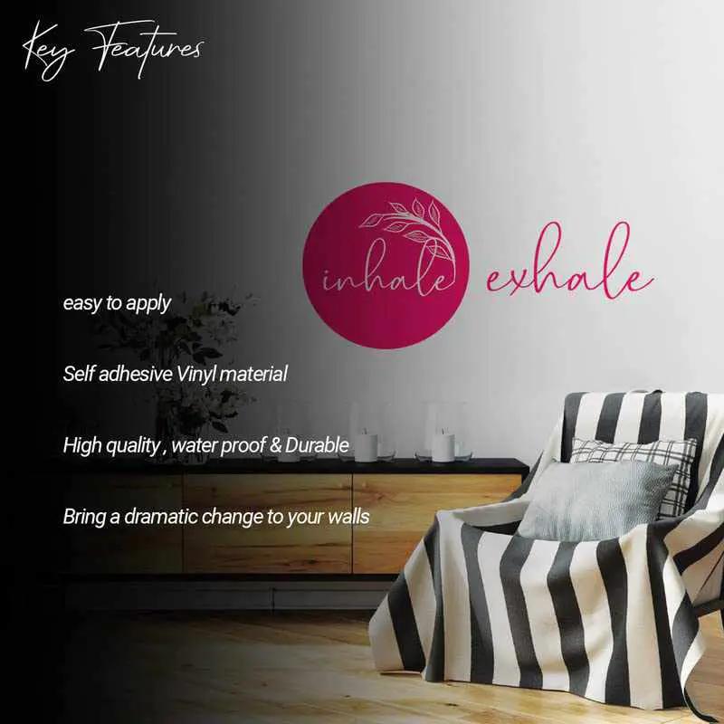 Leaf and Inhale Exhale Printed Vinyl Wall Decals by Kotart store