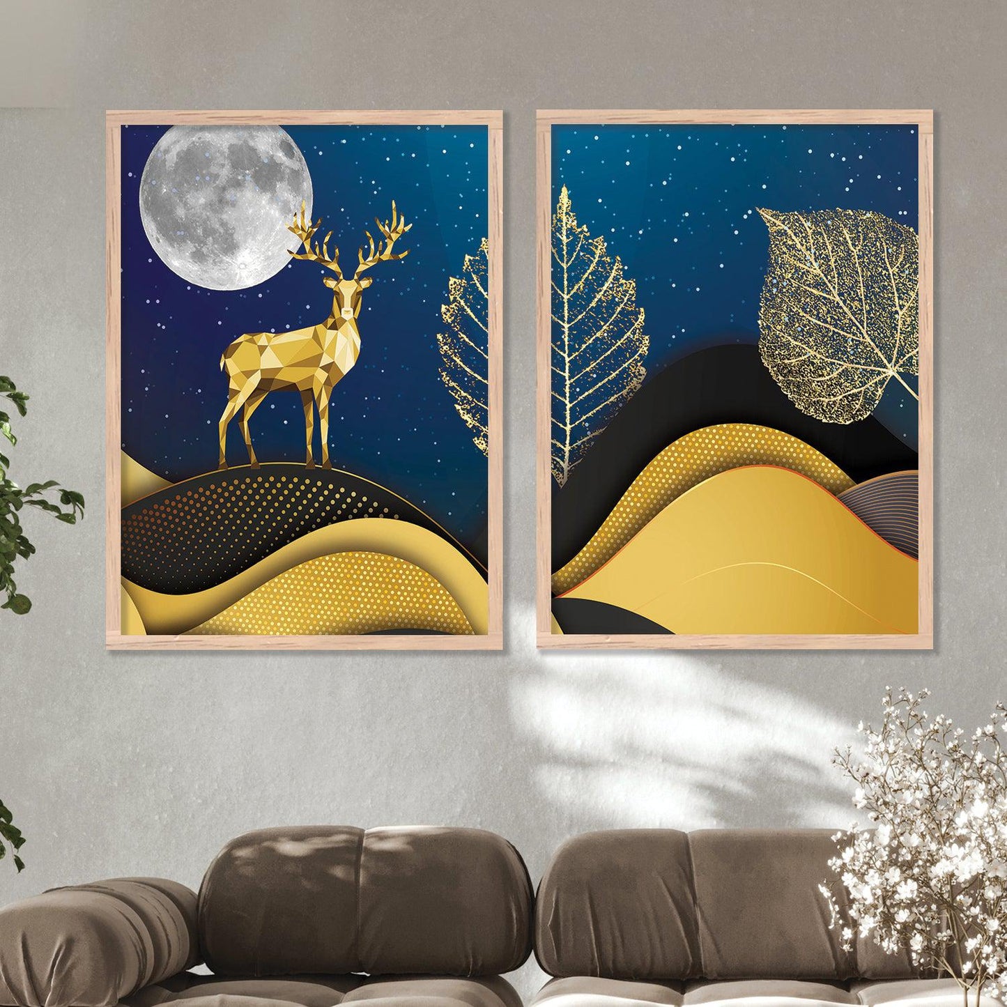 Luxurious Golden Modern Art Combos - A Perfect Fit for Your Home or Office-Kotart
