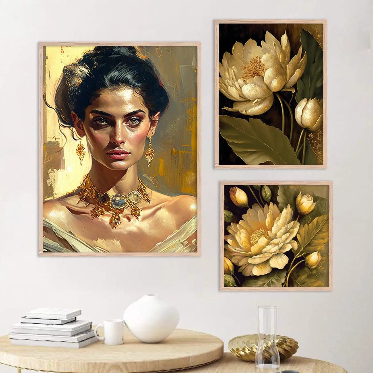 Luxury Gold Modern Abstract Floral Prints for Gallery Wall Display-Kotart