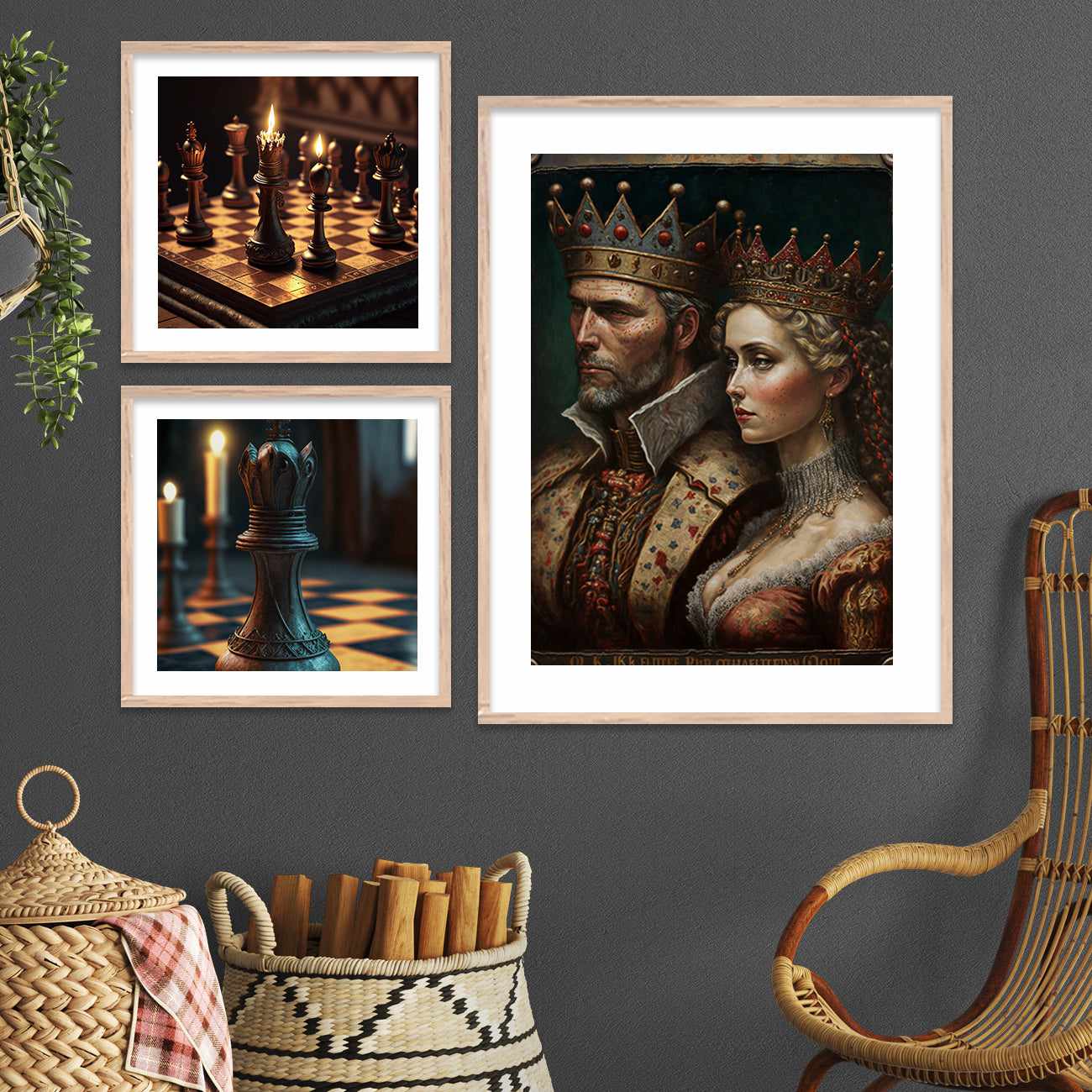 Modern Abstracts Paintings : Chess King and Queen Paintings for Gallery Wall-Kotart