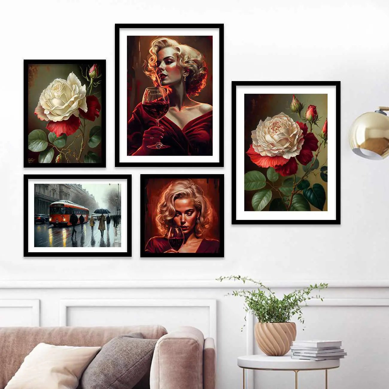 Modern Art Floral Paintings with Frame - Marilyn Painting for Gallery Wall Decor-Kotart