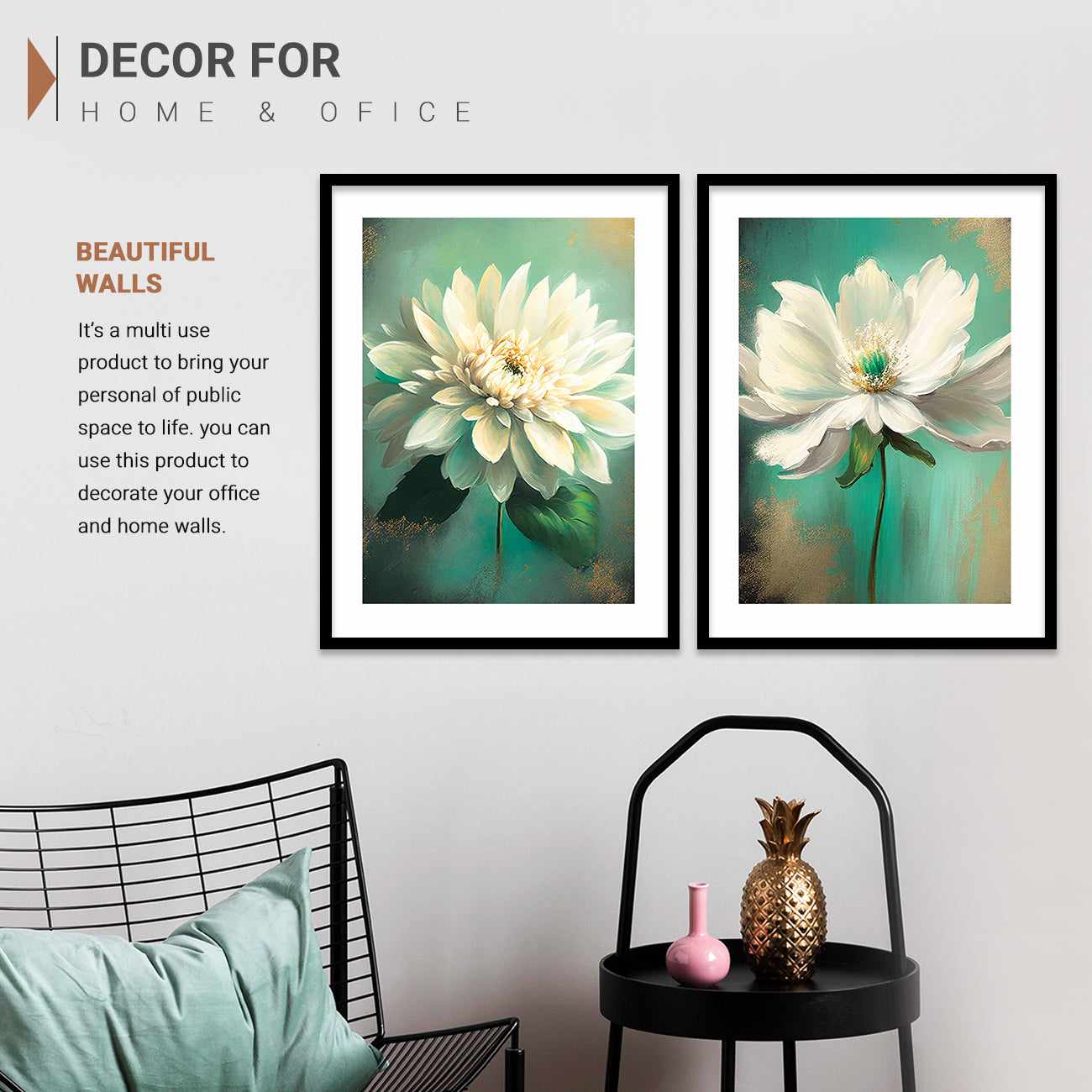 Modern Art Floral Paintings with Frame - Nature Inspired Framed Wall Posters-Kotart