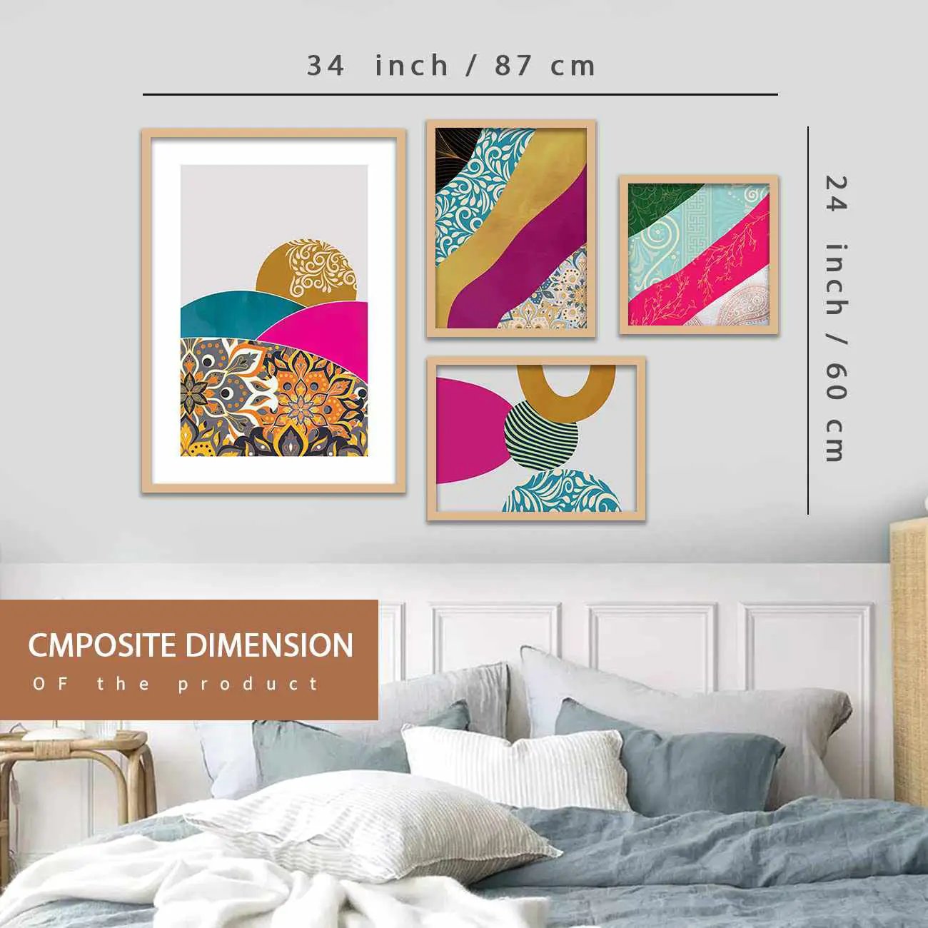 Modern Art Framed Prints for Home and Office Wall Decor , Set of 4-Kotart