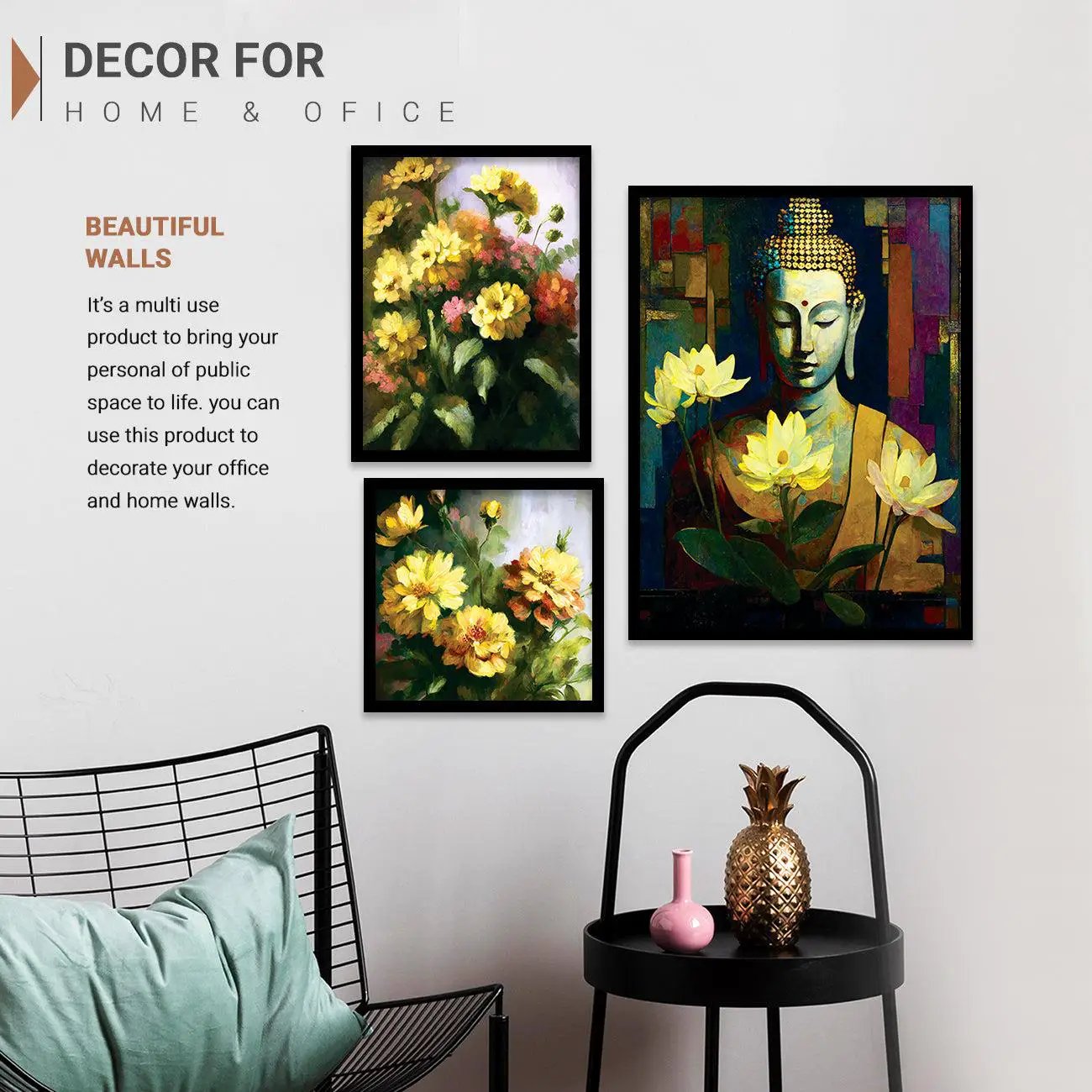 Modern Buddha Art Prints Collection - Buddha in Peace Wall Art with Frame-Kotart