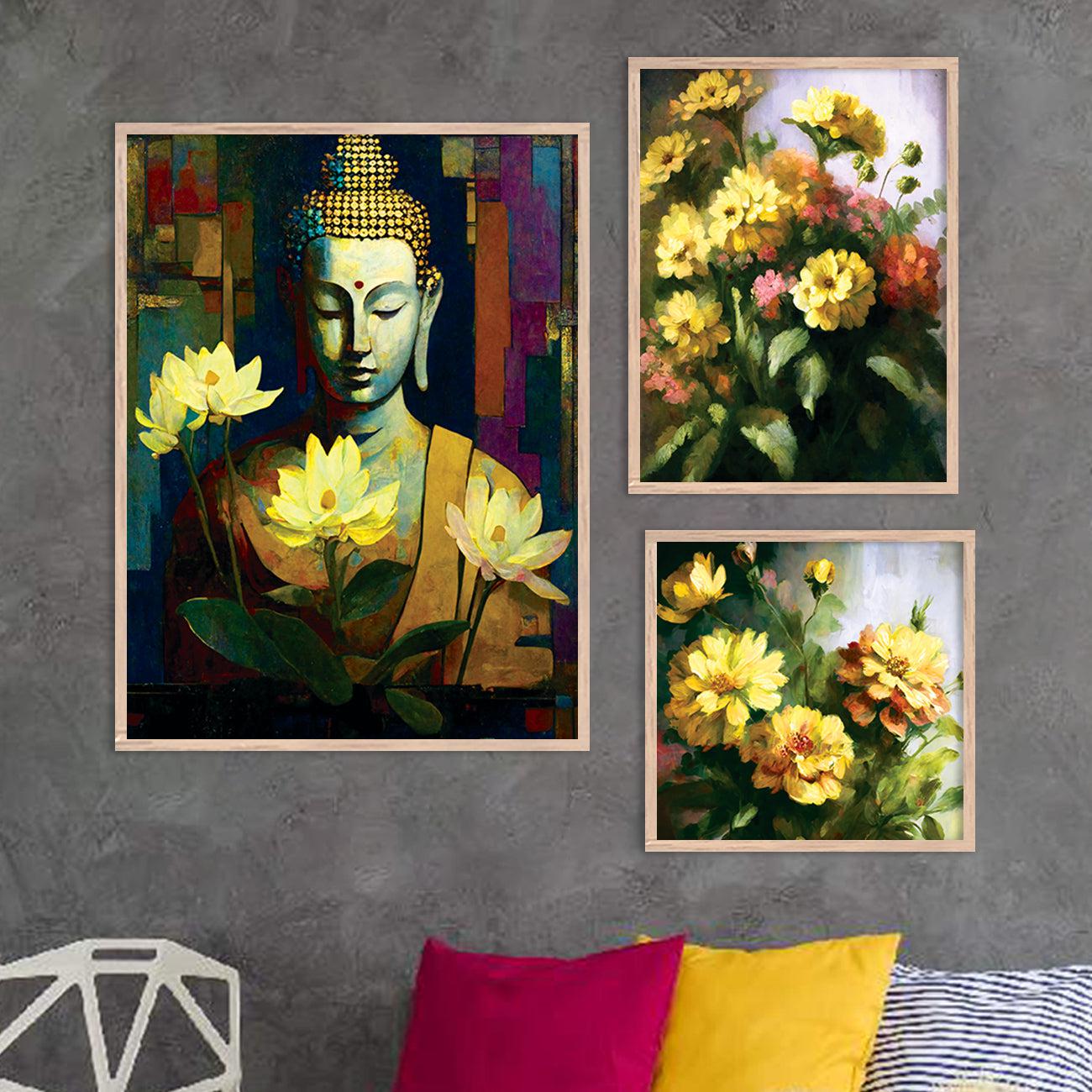 Modern Buddha Art Prints Collection - Buddha in Peace Wall Art with Frame-Kotart