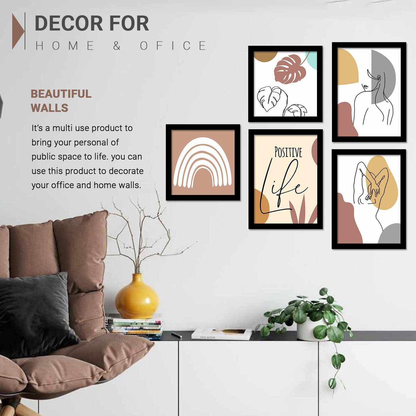 Modern Nature Theme Framed Painting - Modern Minimal Wall Art Sets - Perfect for Your Home or Office-Kotart