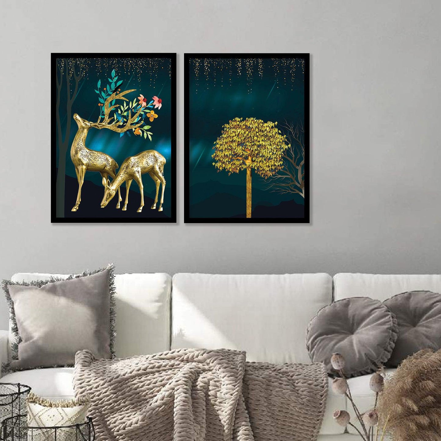 Modern Wall Art Framed Painting for Wall Decoration : Luxury Golden-Kotart