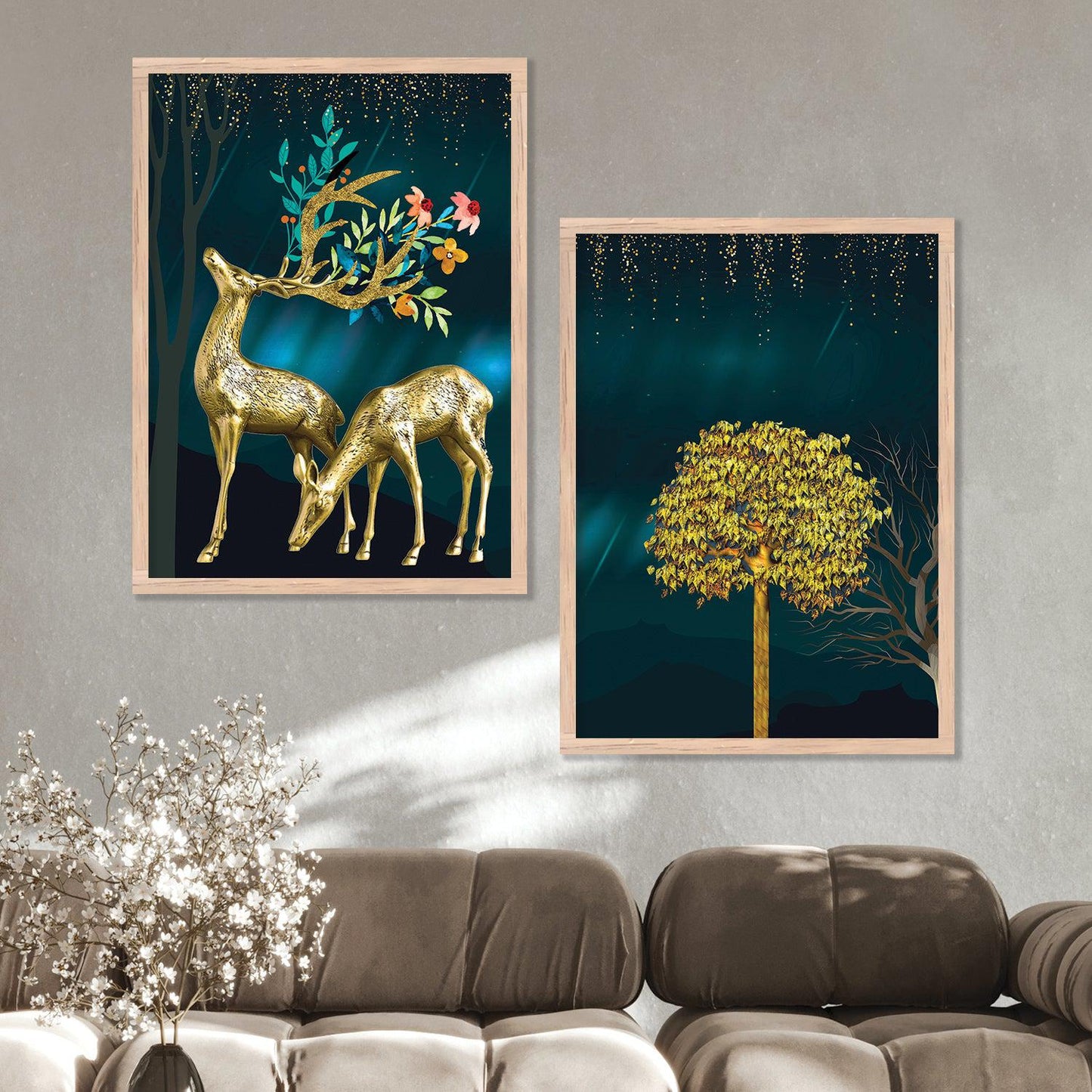 Modern Wall Art Framed Painting for Wall Decoration : Luxury Golden-Kotart