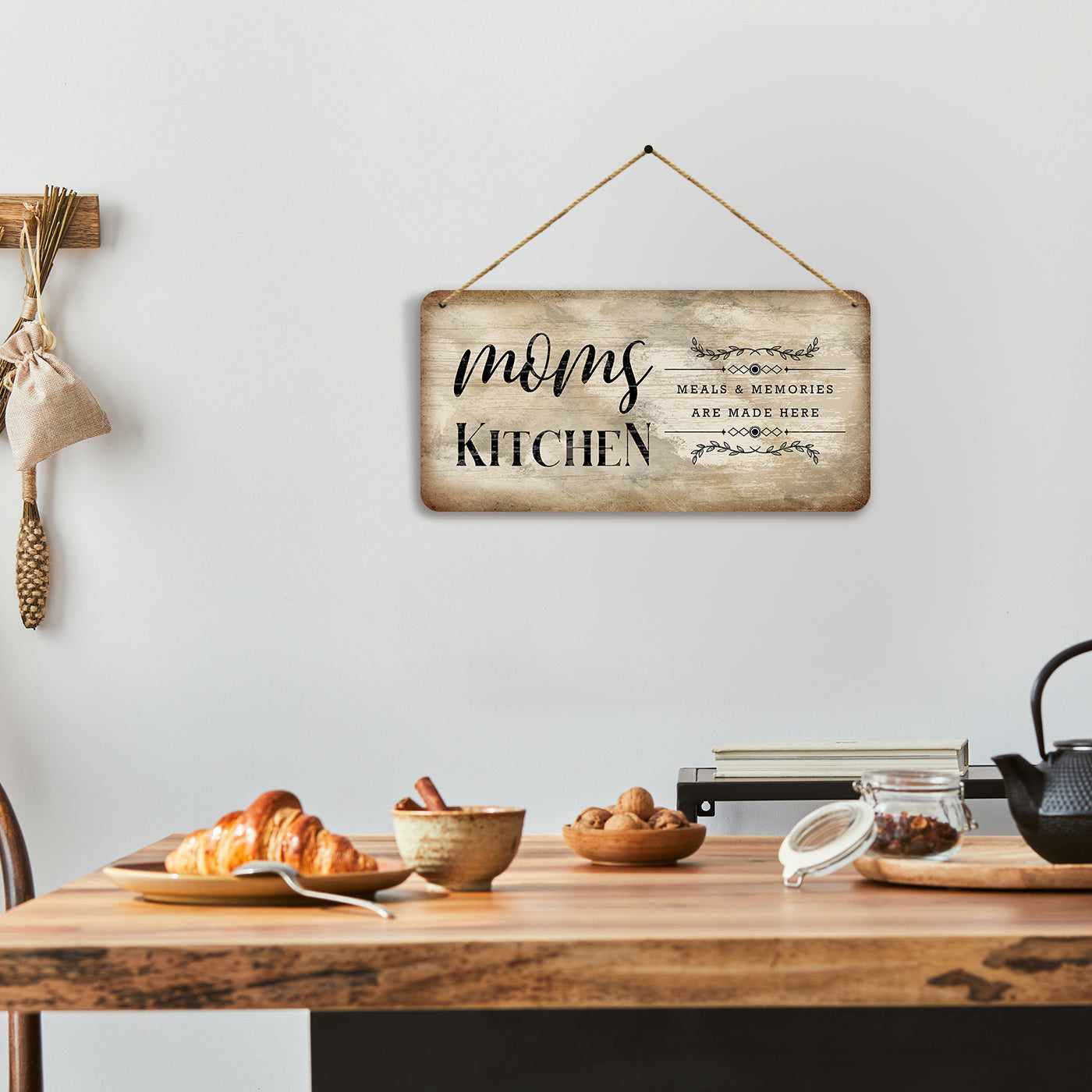 Mom's Kitchen Quotes MDF Wood Wall Hanging for Kitchen and Restaurant Wall Decor - Kitchen Wooden Wall Decor Vintage Wooden Sign-Kotart