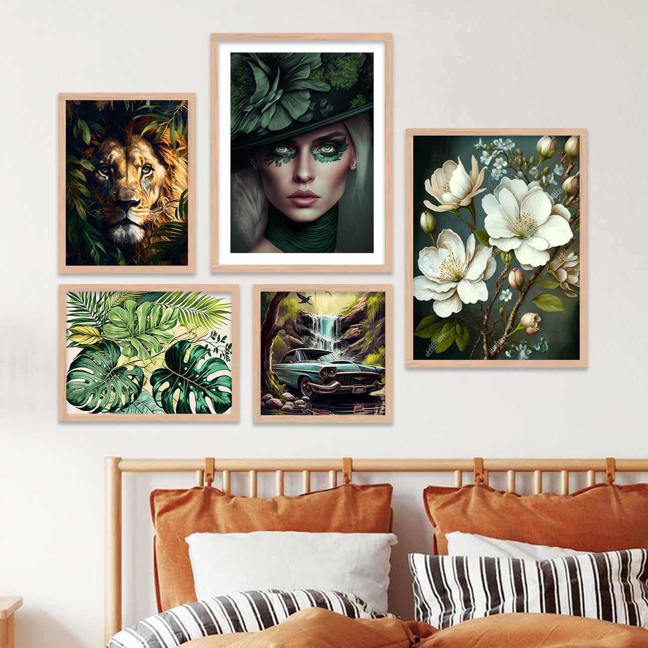 Nature Inspired Floral Painting with Frame - Modern Art Posters for Wall Decor-Kotart