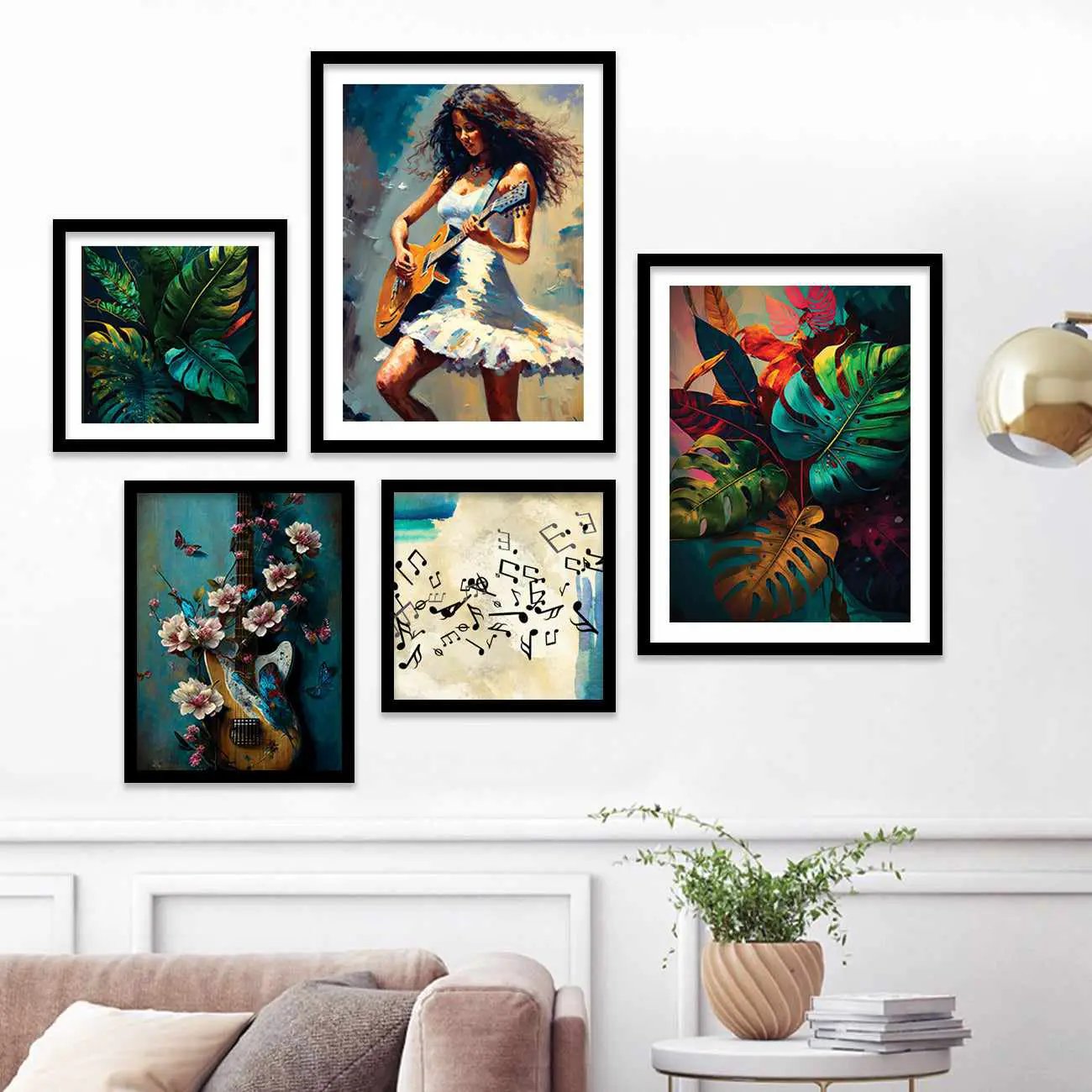 Nature Inspired Modern Art Gallery Wall Posters Set with Frame for Wall Decor-Kotart