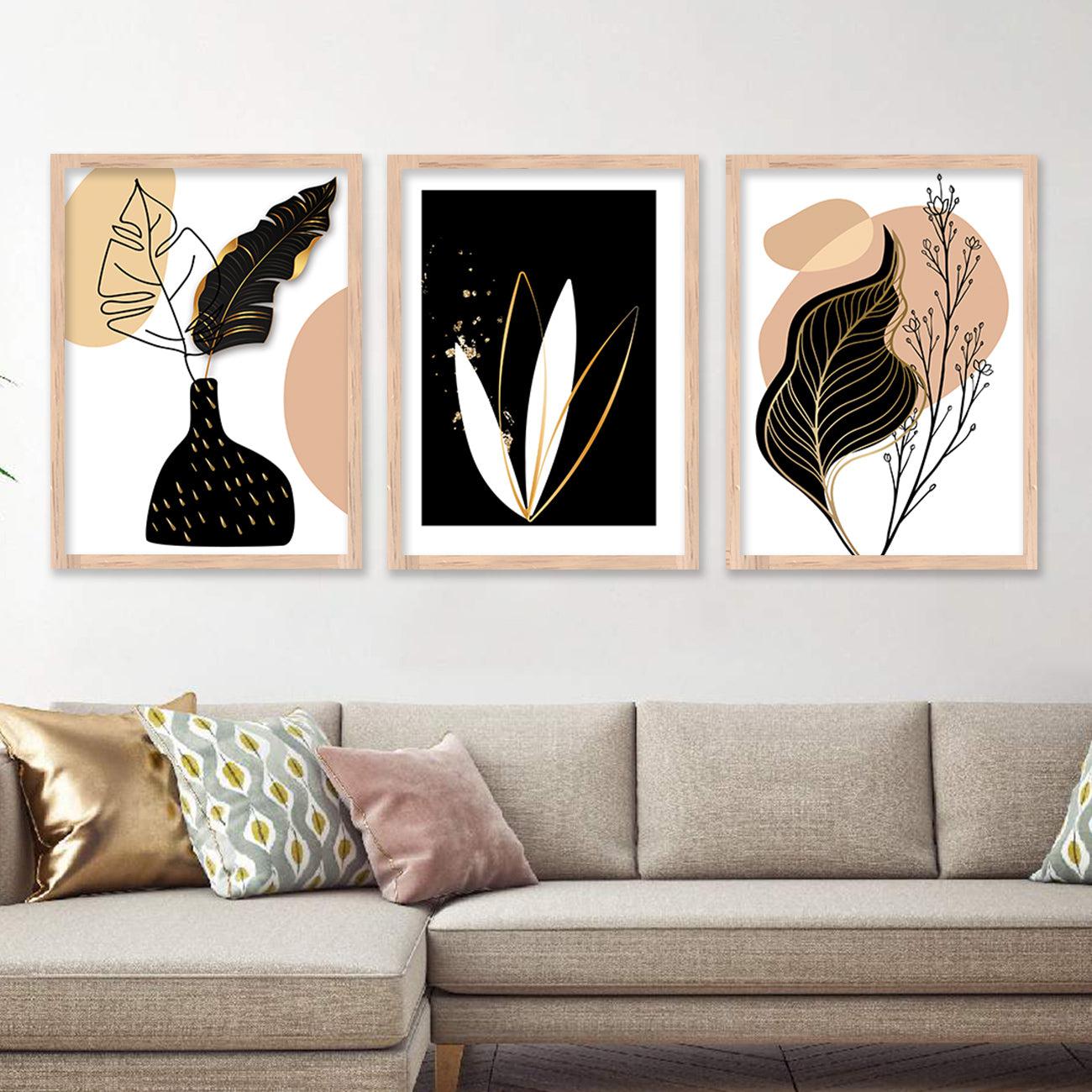 Nature Inspired Wall Paintings / Posters with Frame, Set of 3-Kotart