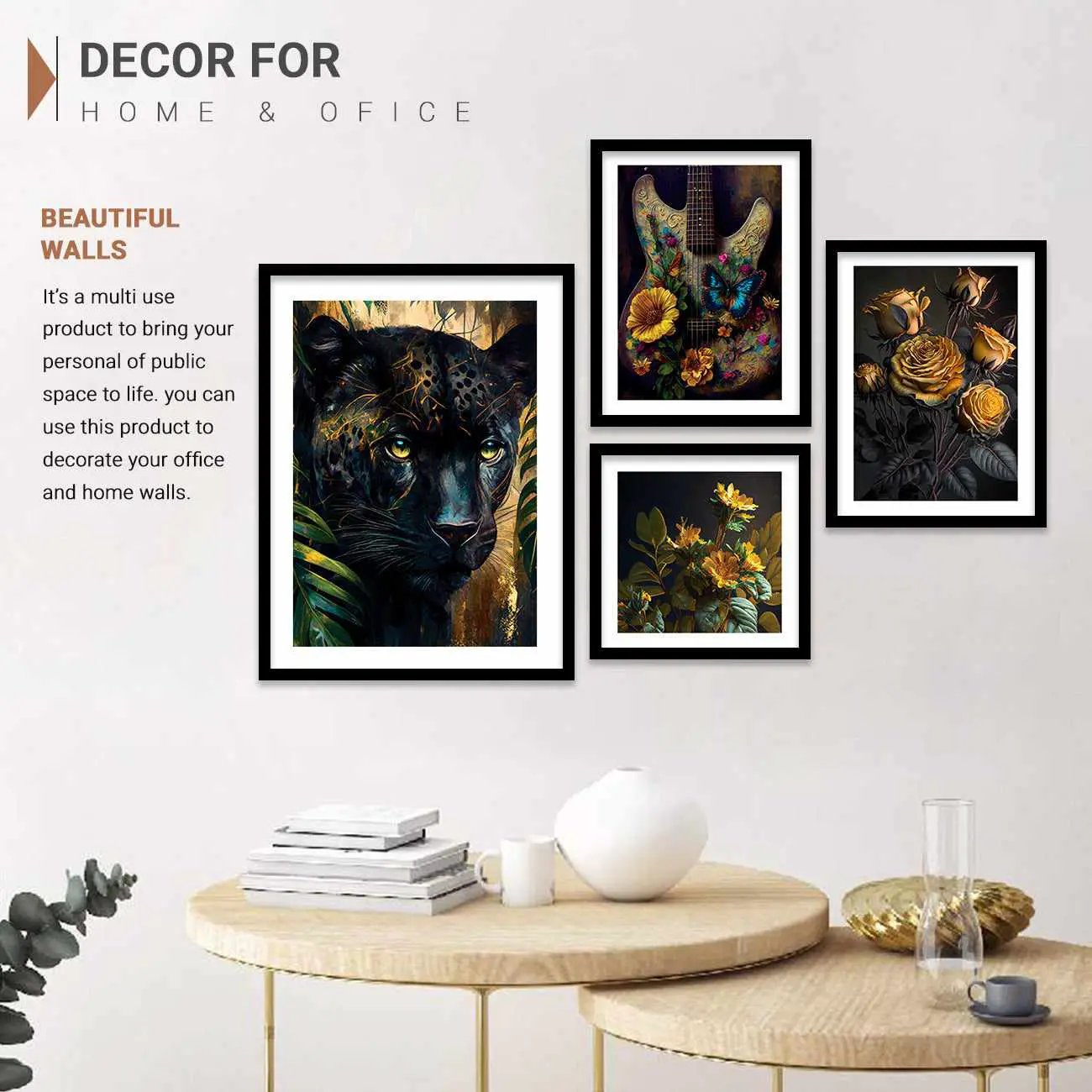 Nature Inspired Wall Posters with Frame for Gallery Wall Decor-Kotart